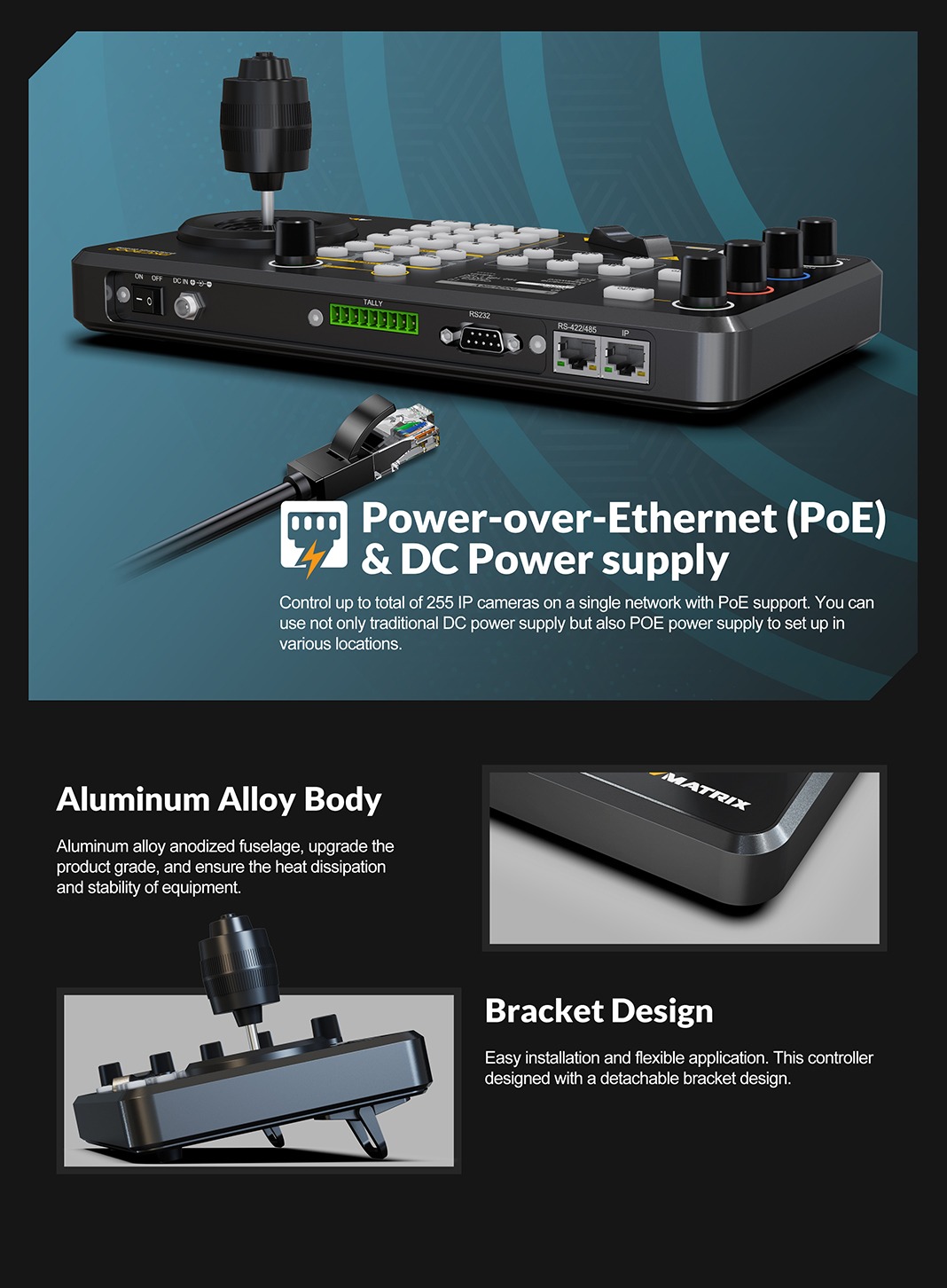 PKC3000 Professional IP & Serial PTZ Camera Joystick Controller