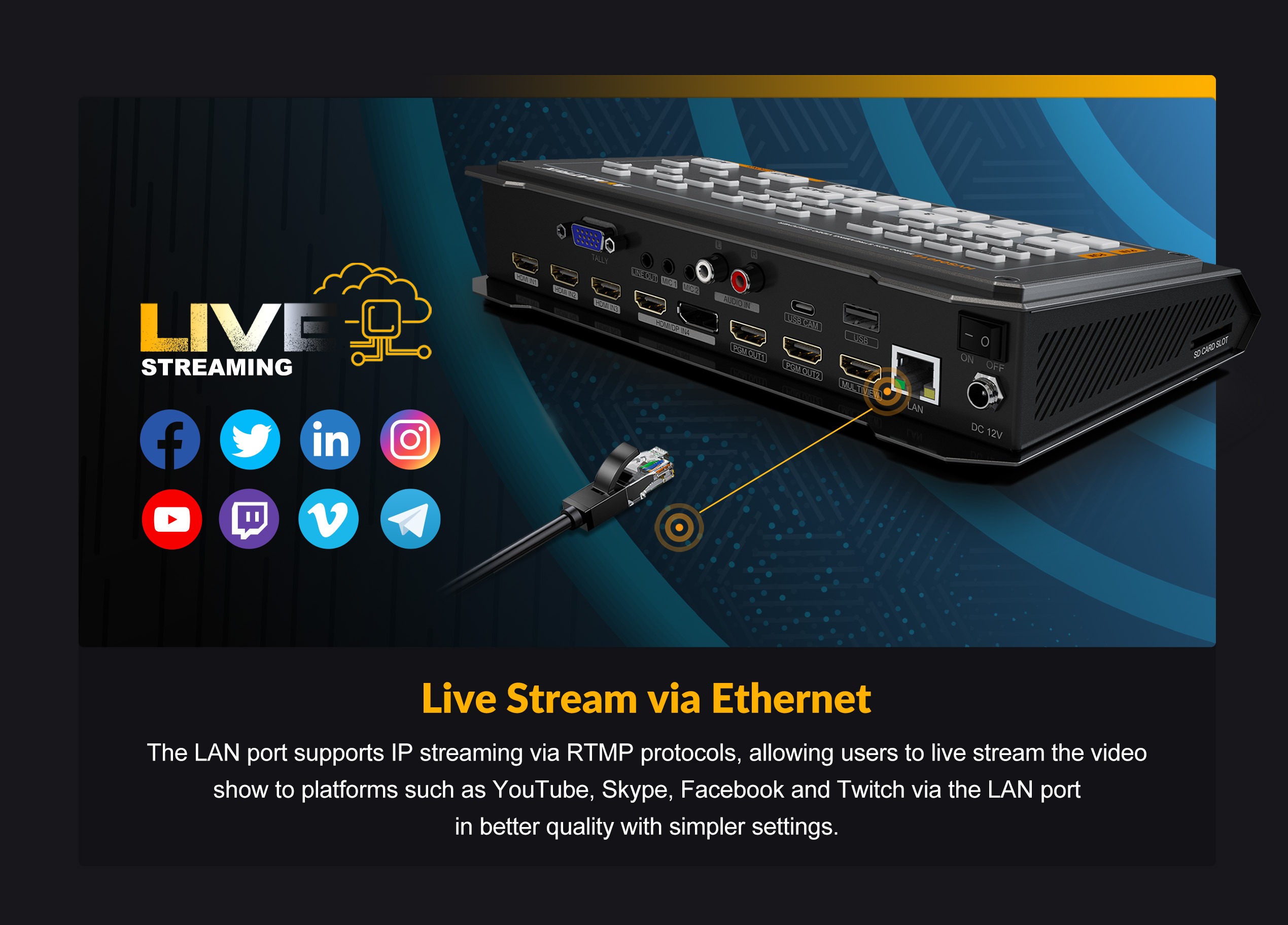 HVS0401E Micro 4 Channel HDMI/ DP Video Switcher