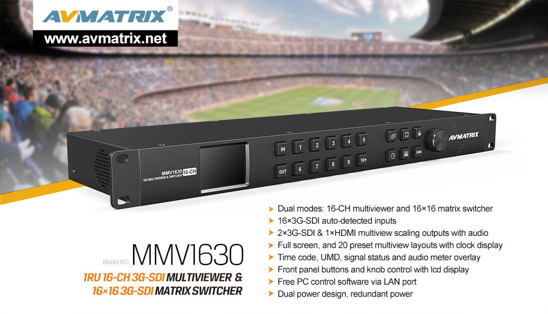 MMV1630 – 16CH SDI Mutltivewer & Switcher