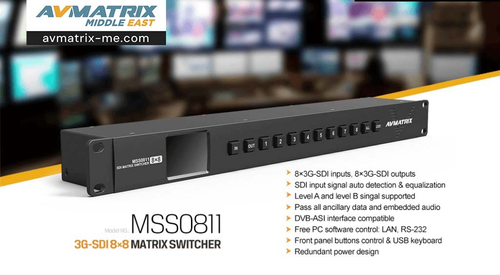 MSS0811 1RU 8×8 3G-SDI Matrix Switcher