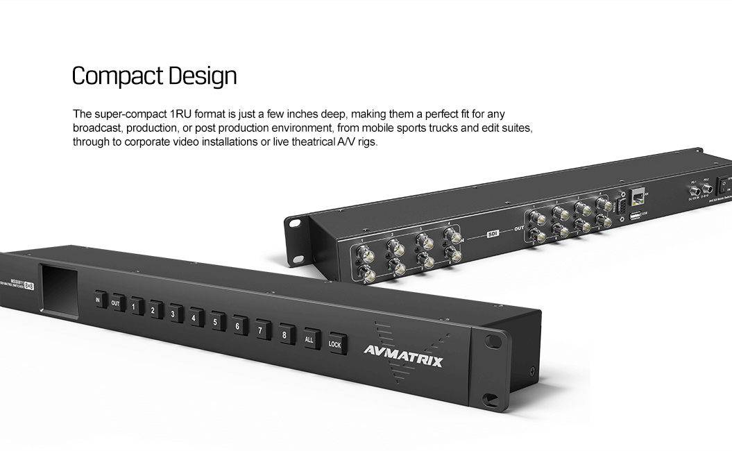 MSS0811 1RU 8×8 3G-SDI Matrix Switcher