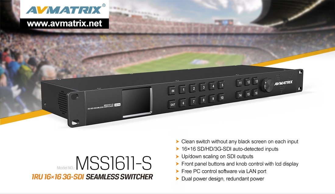 MSS1611-S 16×16 Seamless SDI Matrix Switcher