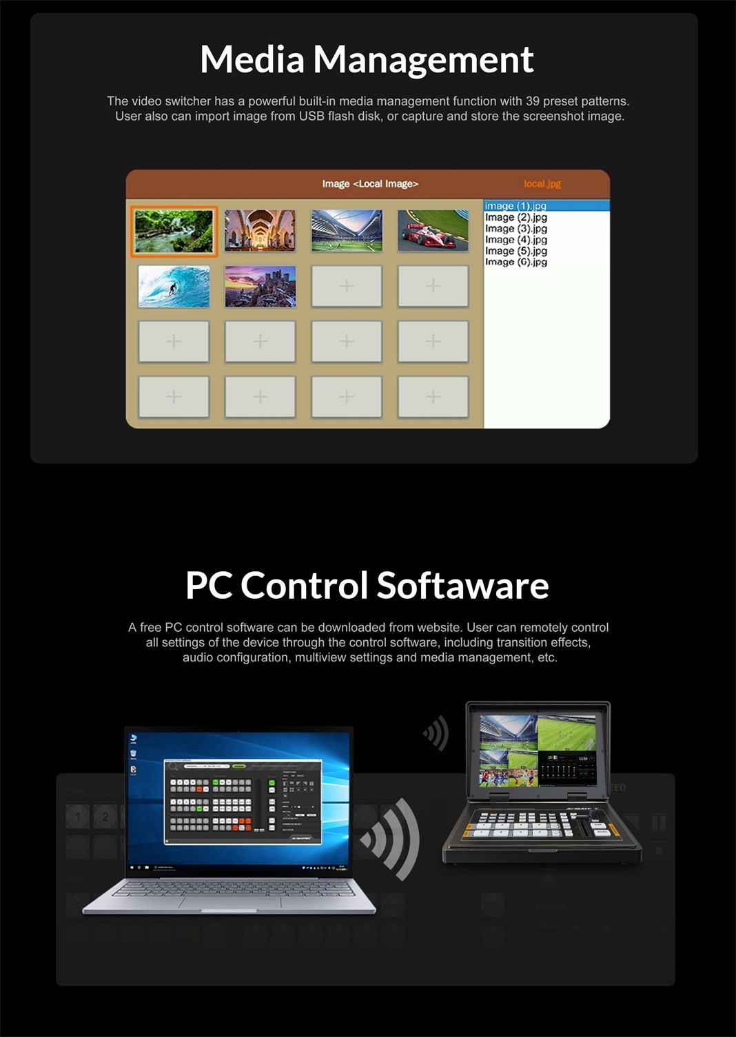 PVS0403U Portable 10.1 inch 4-CH SDI&HDMI Video Switcher