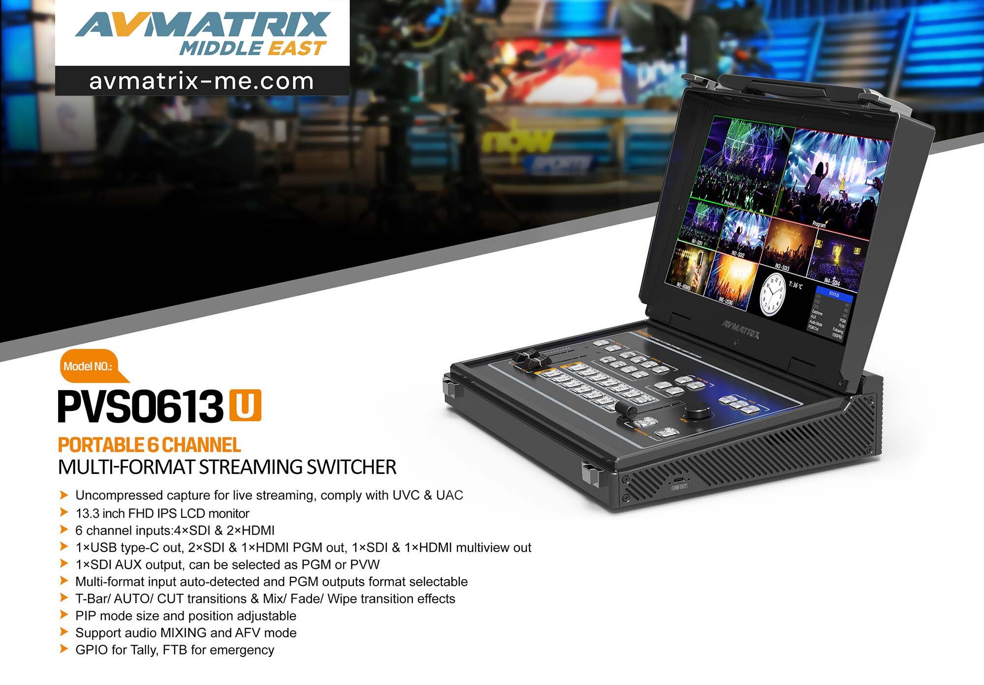 PVS0613U Portable 6CH SDI/HDMI Multi-format Streaming Switcher