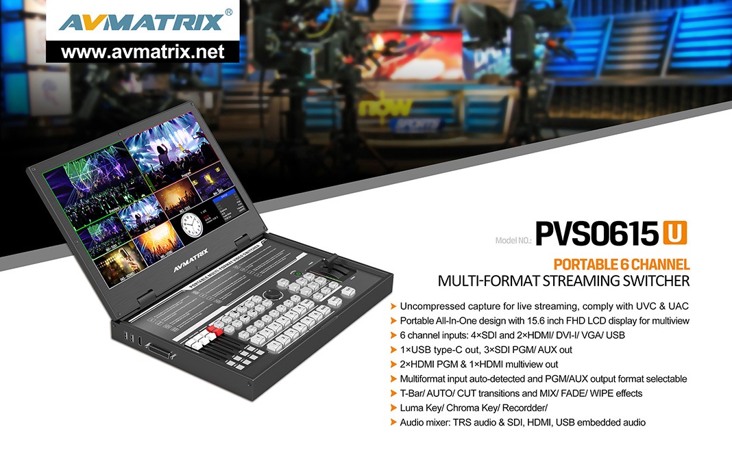 PVS0615U Portable 6CH SDI/HDMI Multi-format Streaming Switcher