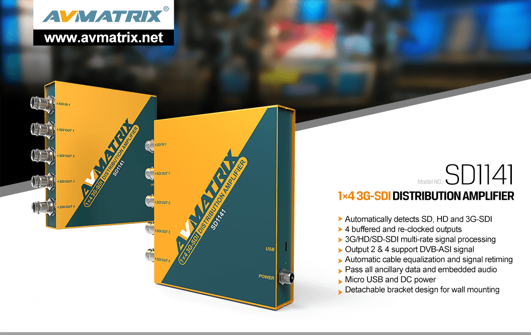 SD1141 1×4 SDI Reclocking Distribution Amplifier