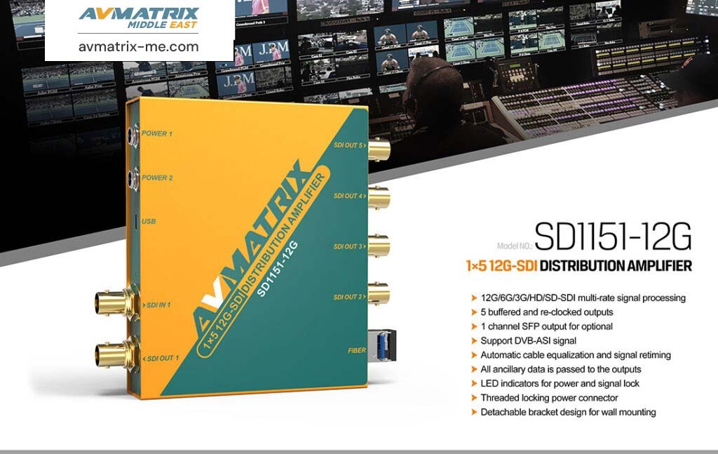 SD1151-12G 1×5 12G-SDI Reclocking Distribution Amplifier