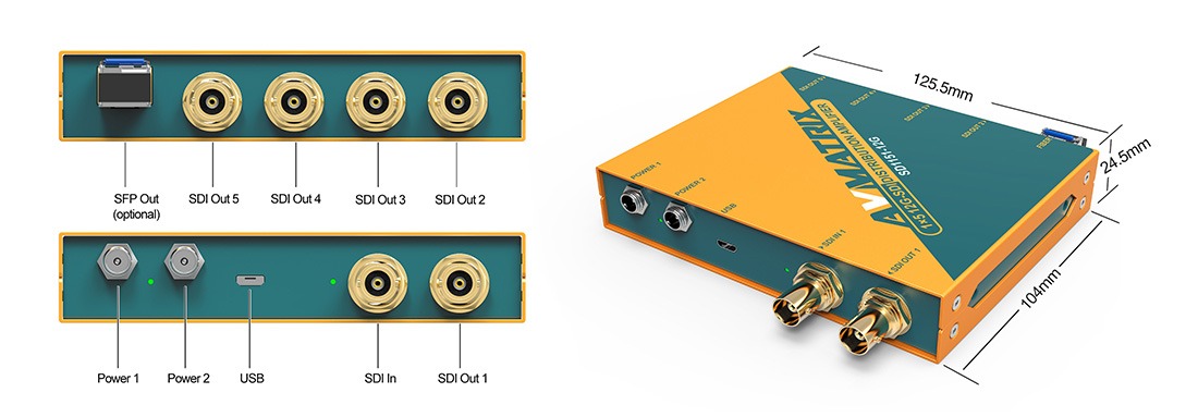 SD1151-12G 1×5 12G-SDI Reclocking Distribution Amplifier