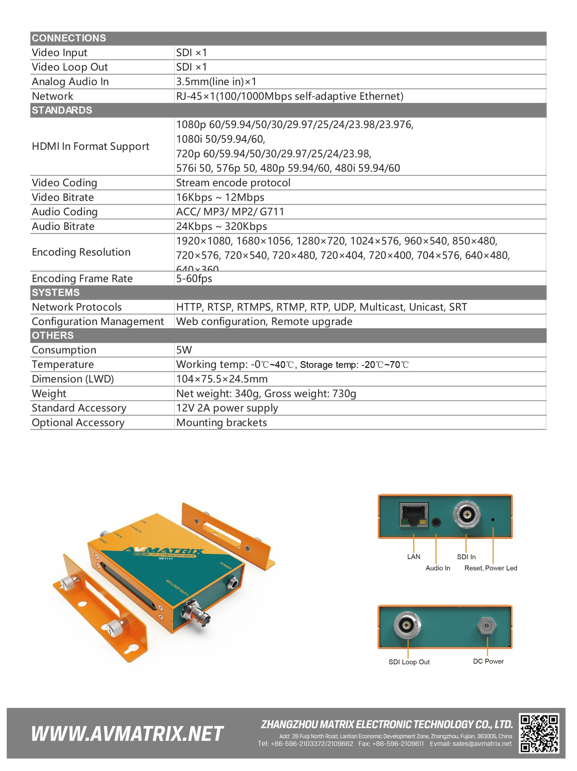 SE1117 SDI Streaming Encoder