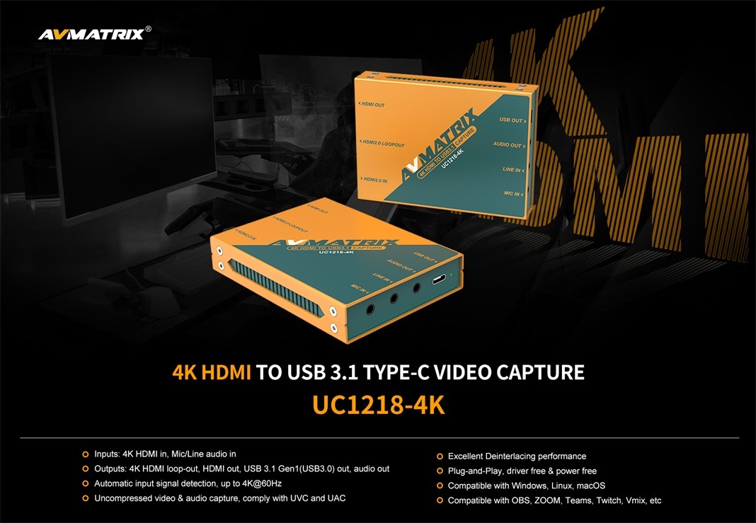 UC1218-4K 4K HDMI to USB 3.1 Type-C Video Capture