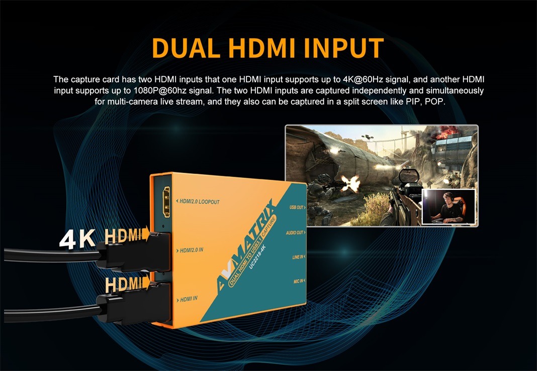 UC2218-4K Dual HDMI to USB 3.1 Type-C Video Capture