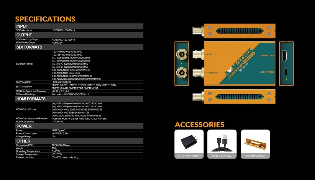 SC1112-12G-12G-SDI to HDMI2.0 Converter