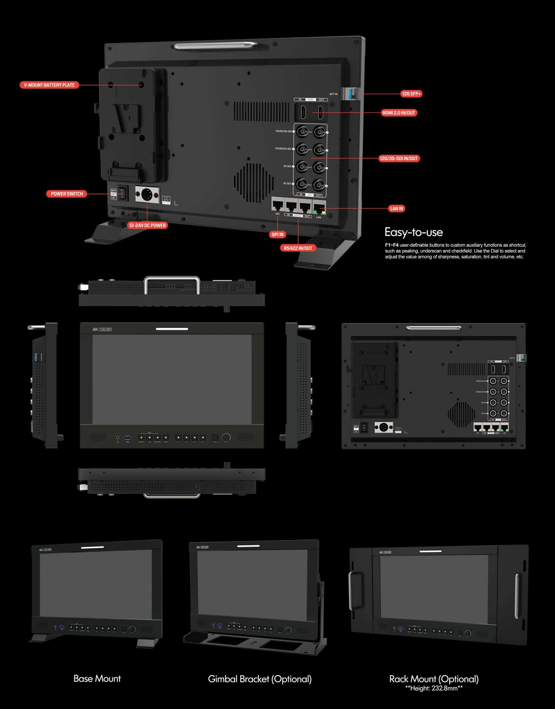 Q13 13.3 inch 12G-SDI broadcast studio monitor