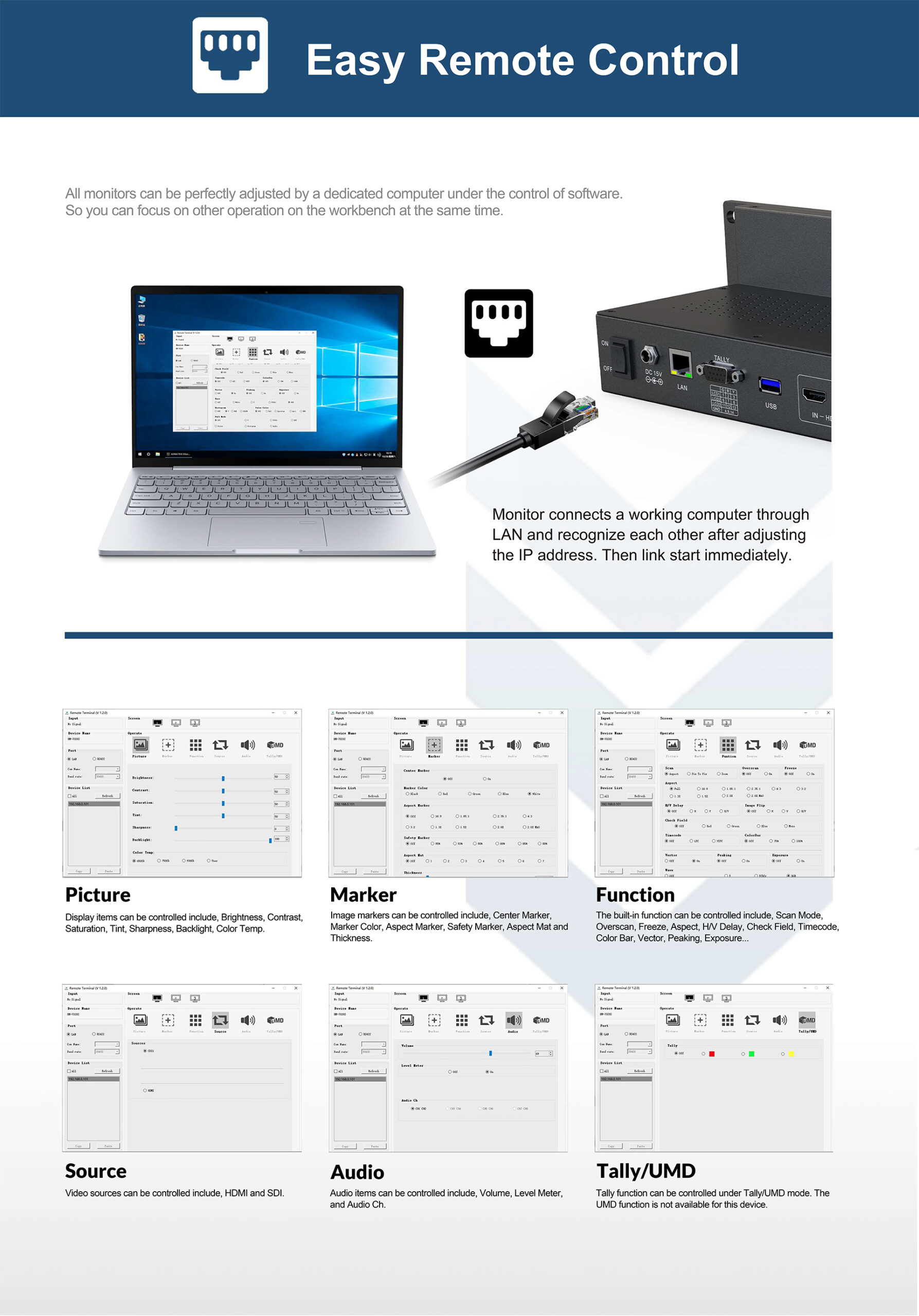 RM-503S 5 inch Full HD 2RU Rack Mount Monitor