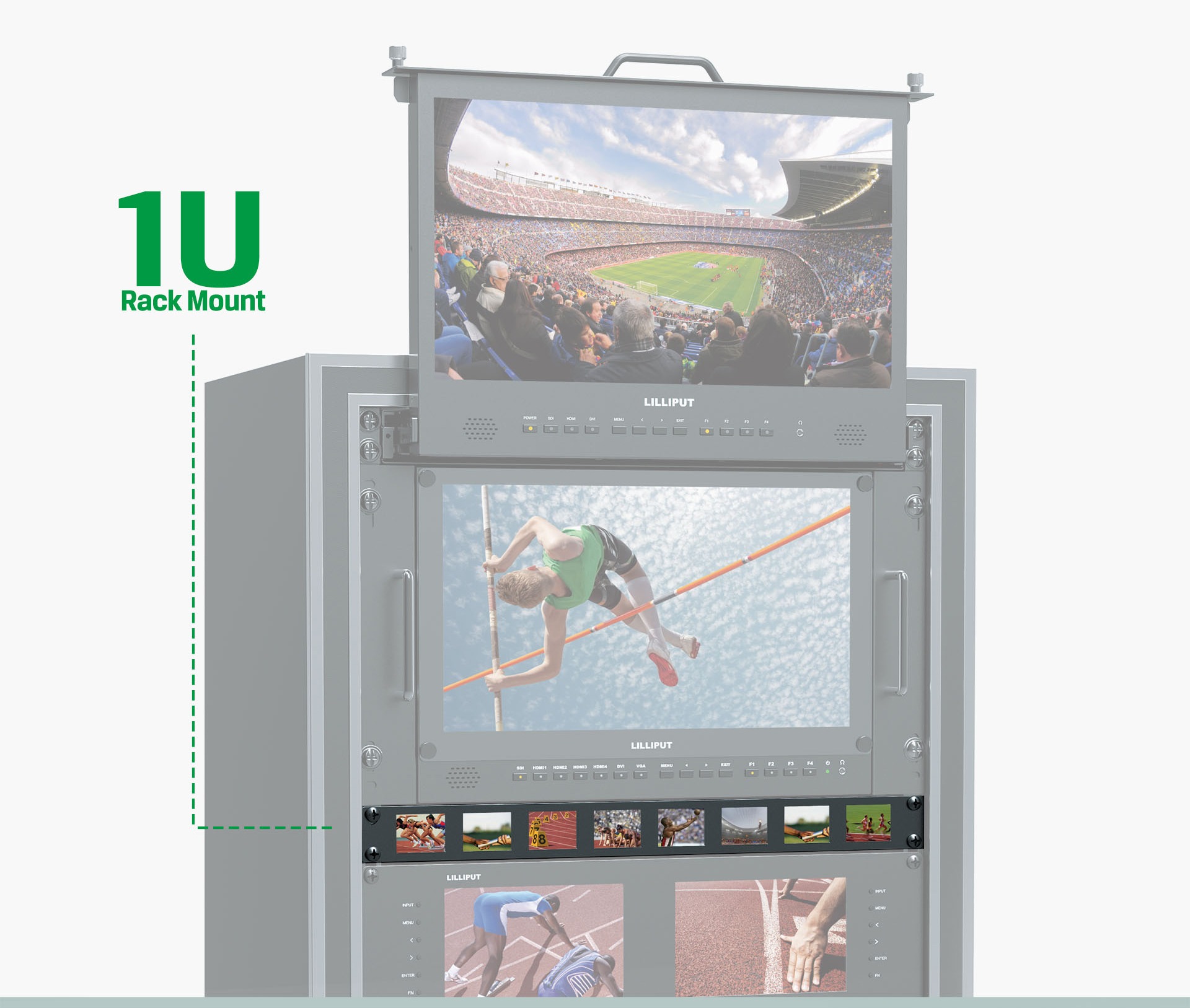 RM-0208S 8×2 inch 1RU rackmount monitor