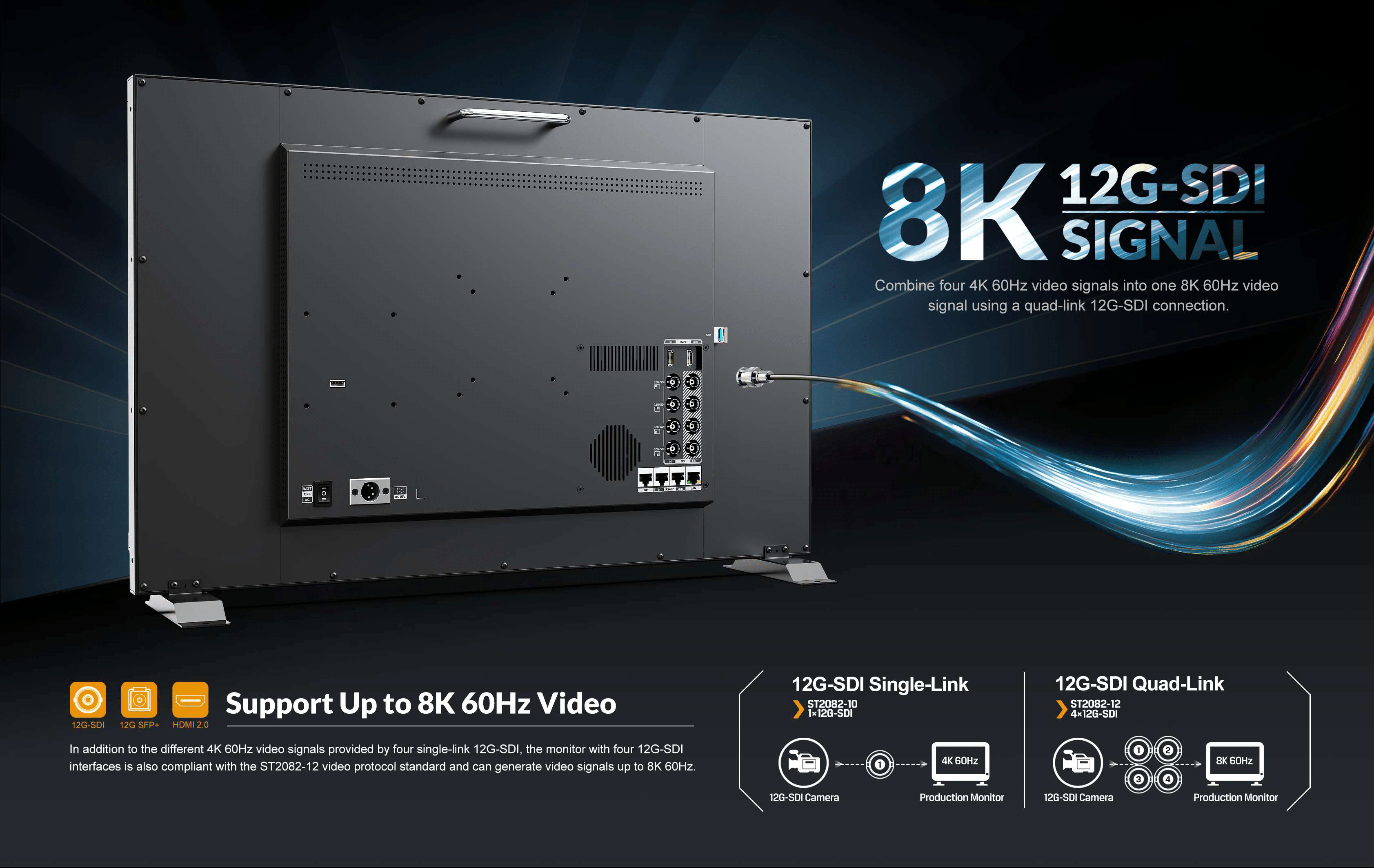 Q28-8K 28 inch 8K 12G-SDI 3840×2160 studio production monitor