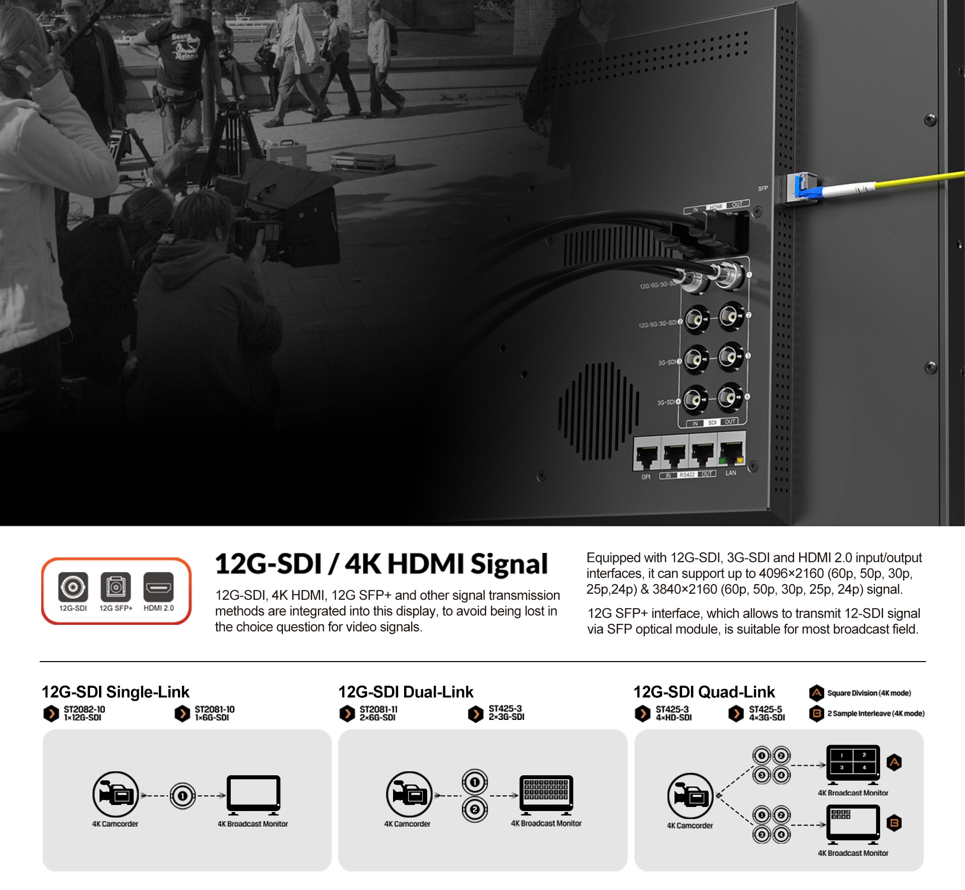 Q23 23.8 inch 12G-SDI professional broadcast production studio monitor