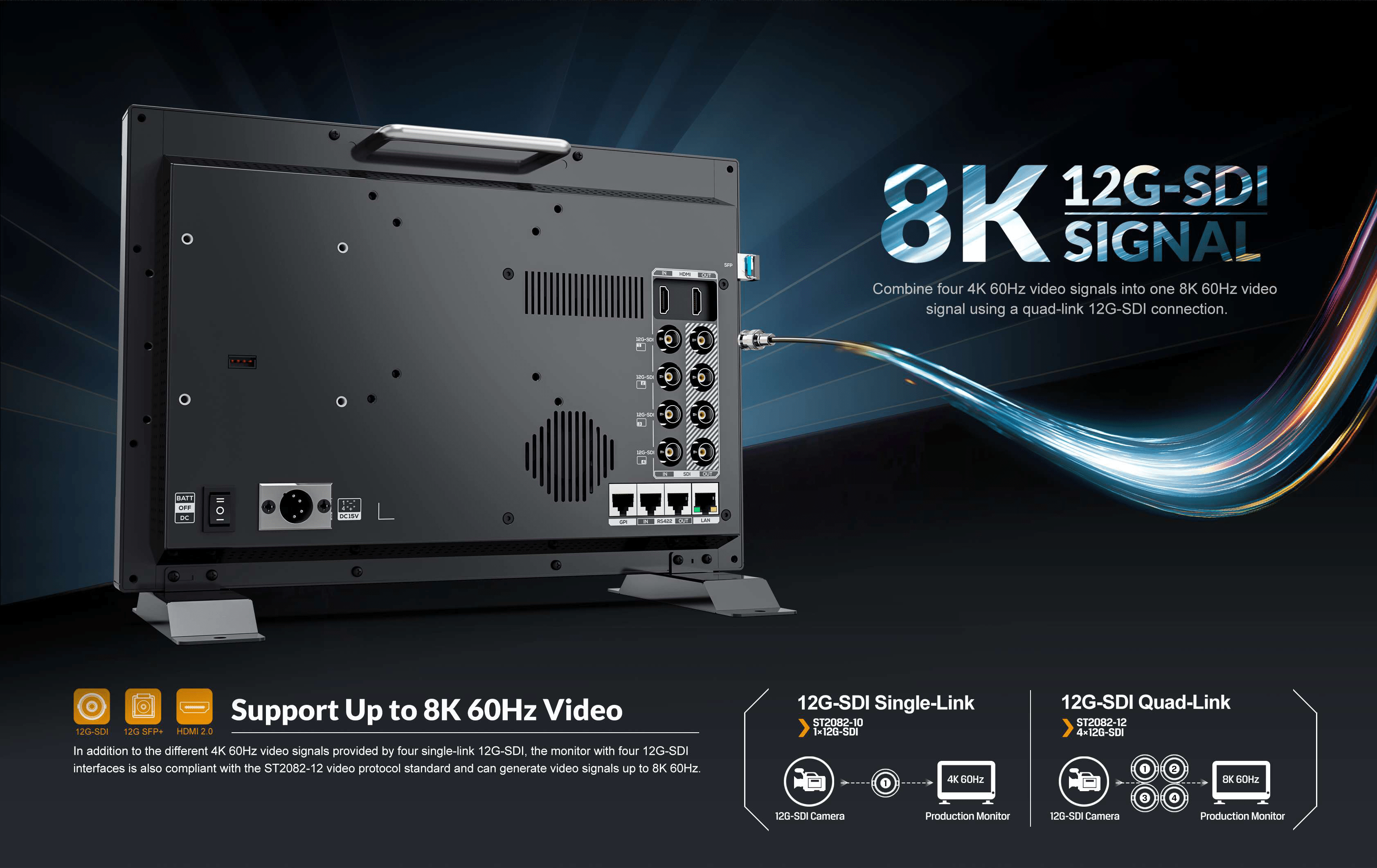 Q13-8K 13.3 inch 8K 12G-SDI 3840×2160 studio production monitor