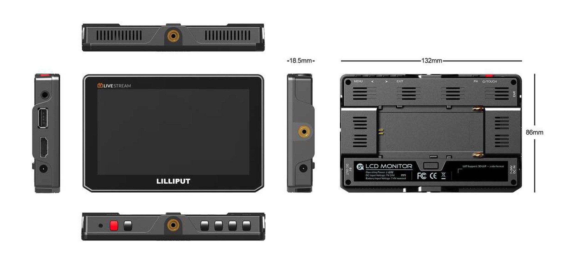 T5U 5 inch live streaming on-camera touch monitor