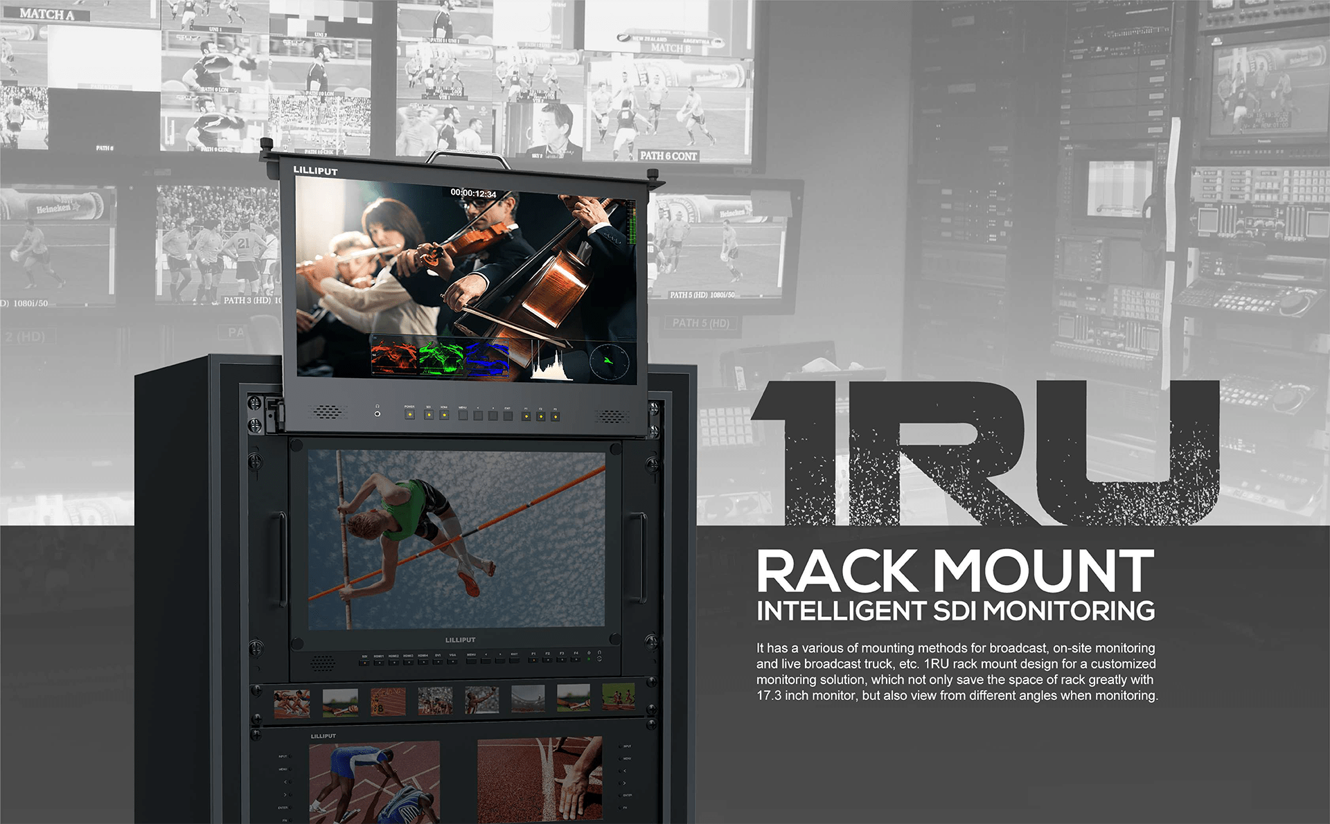 RM-1731 17.3 inch HDMI2.0 1RU Pull-out rackmount monitor