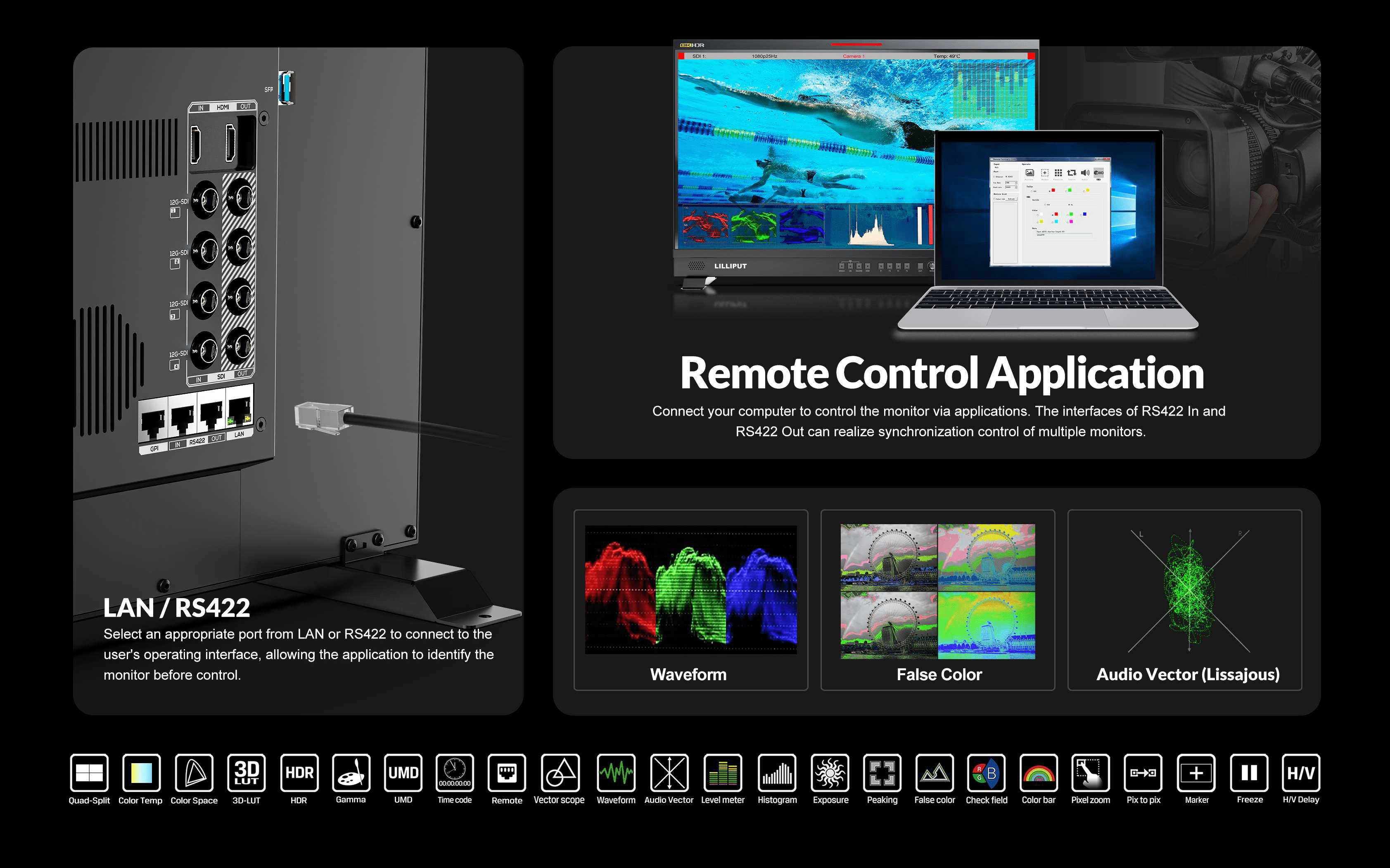 Q28-8K 28 inch 8K 12G-SDI 3840×2160 studio production monitor