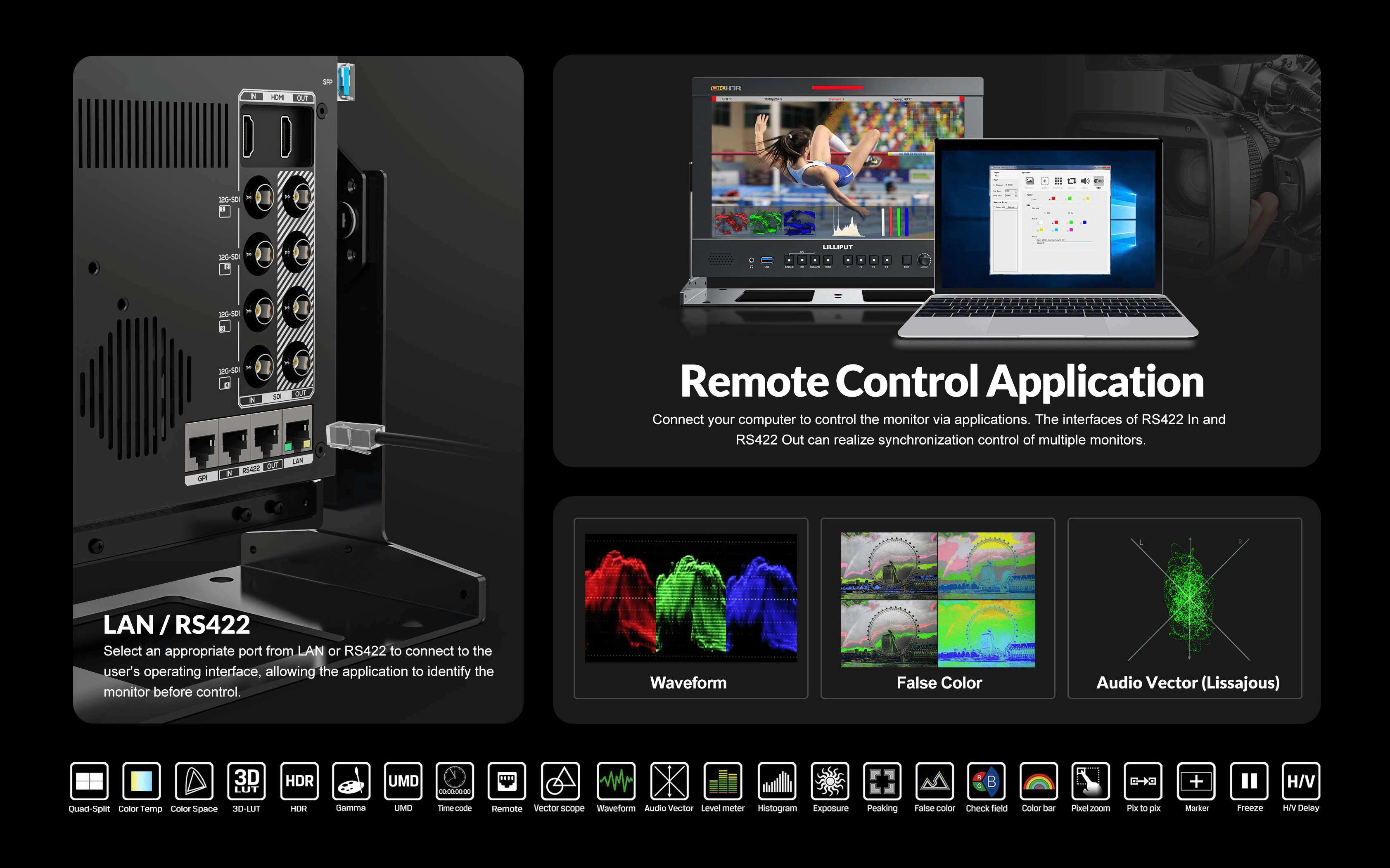 Q13-8K 13.3 inch 8K 12G-SDI 3840×2160 studio production monitor