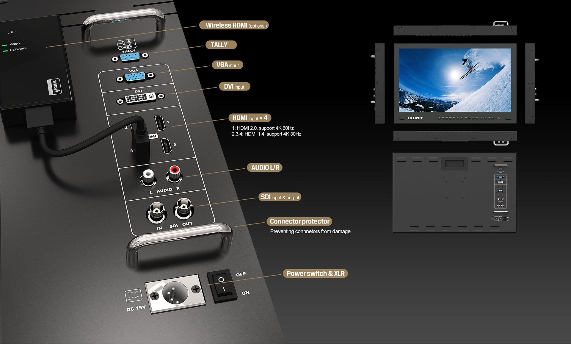 BM230-4KS 23.8 inch carry on 4K Broadcast director monitor