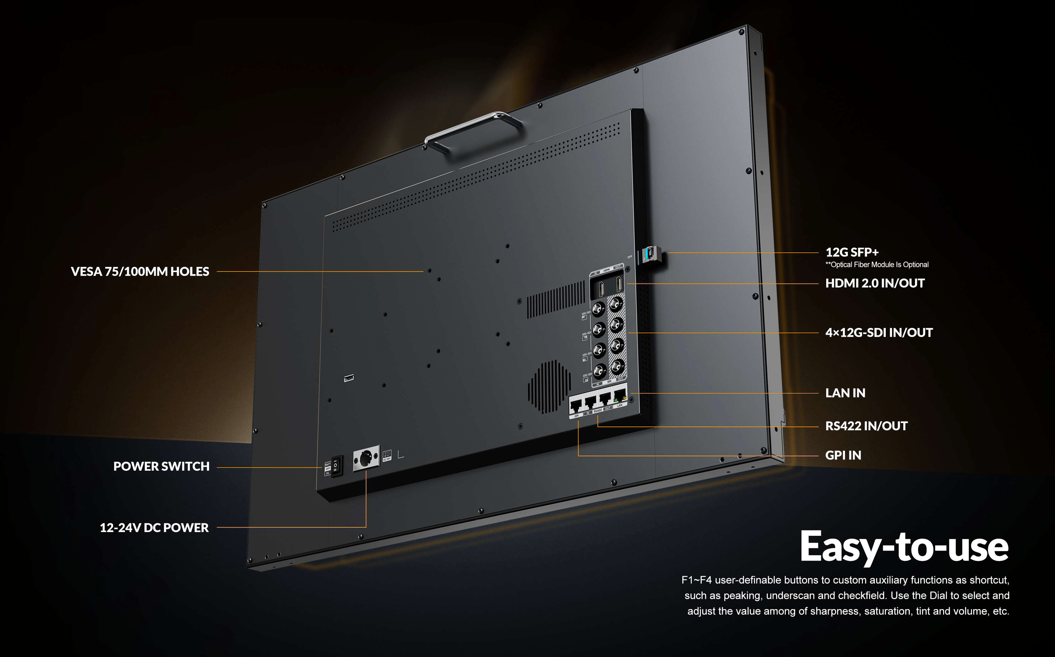 Q28-8K 28 inch 8K 12G-SDI 3840×2160 studio production monitor