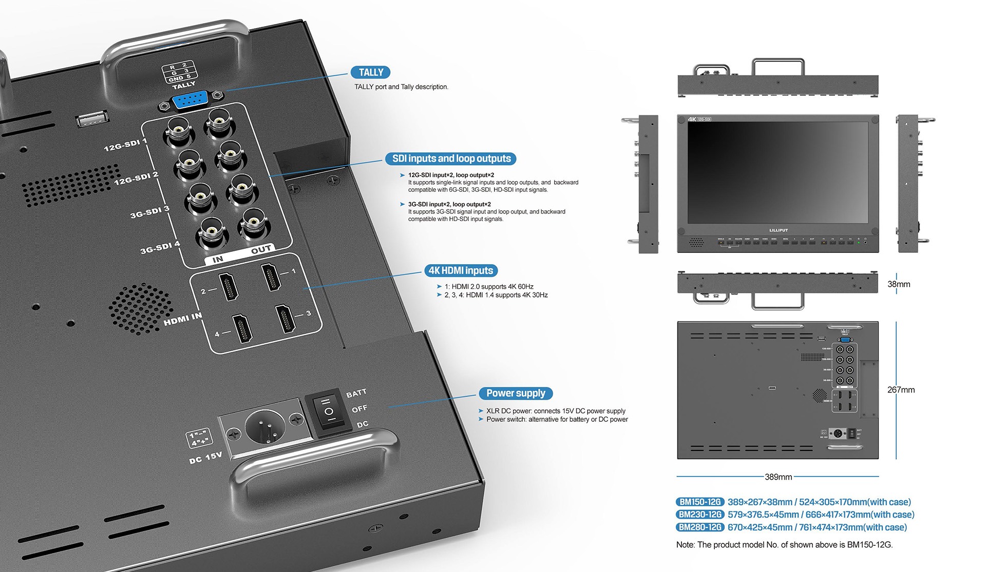 BM230-12G 23.8 inch carry on 12G-SDI Broadcast director monitor