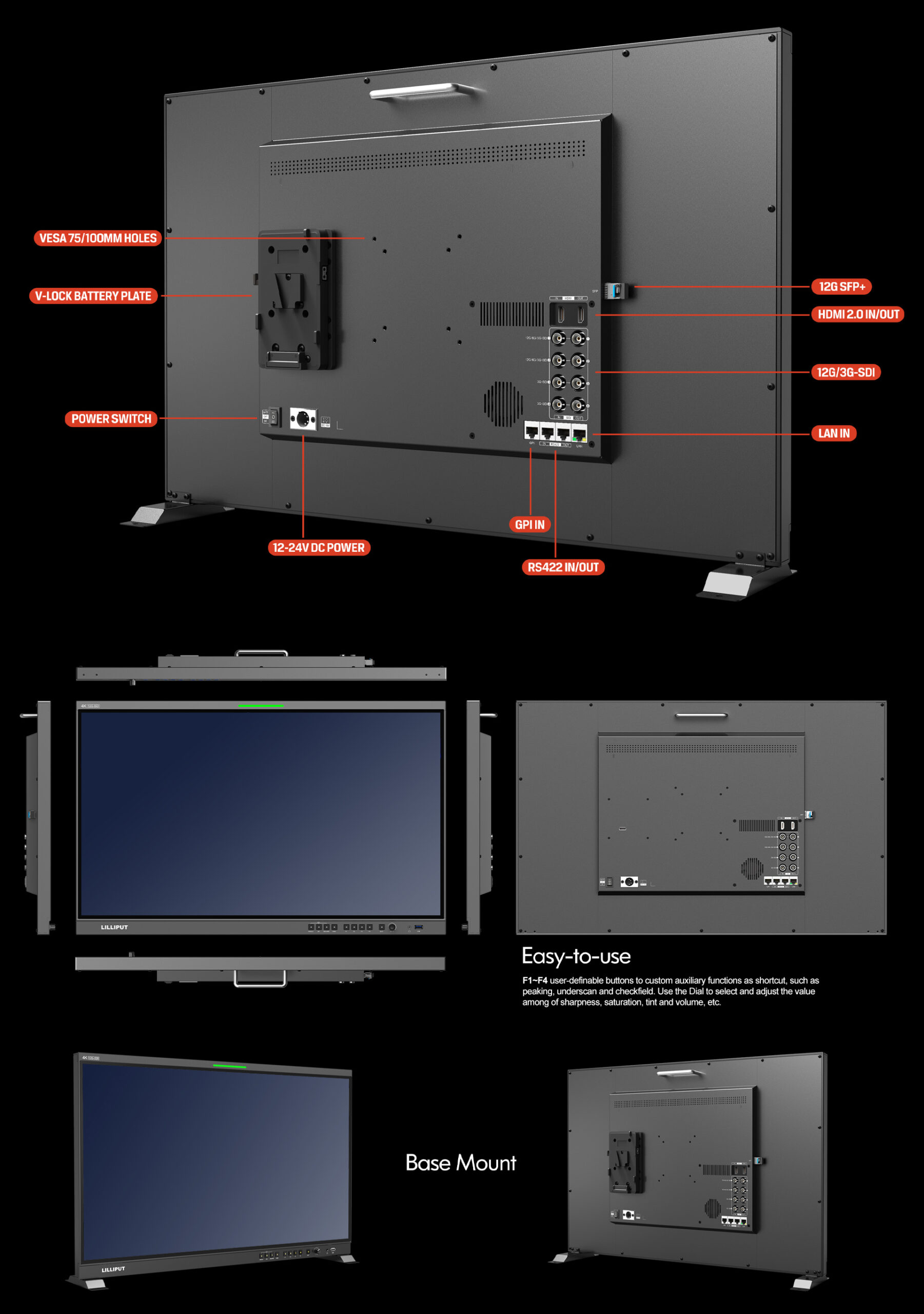 Q31 31.5 inch 12G-SDI professional broadcast production studio monitor