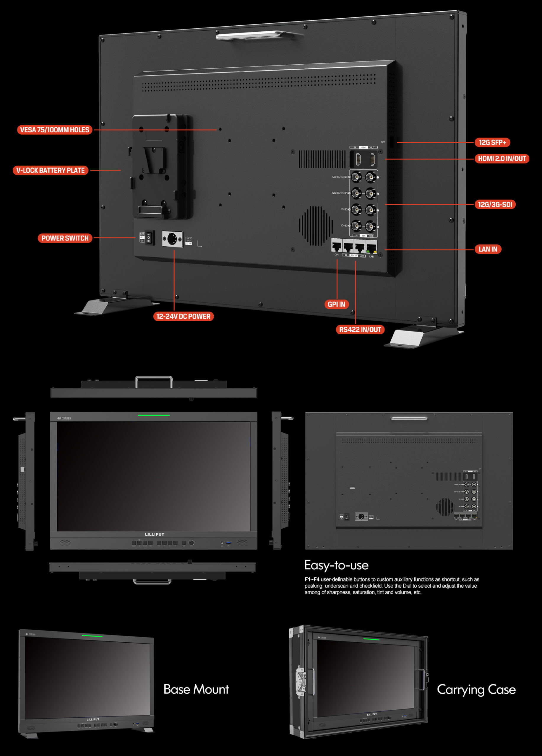 Q28 28 inch 12G-SDI professional production studio monitor