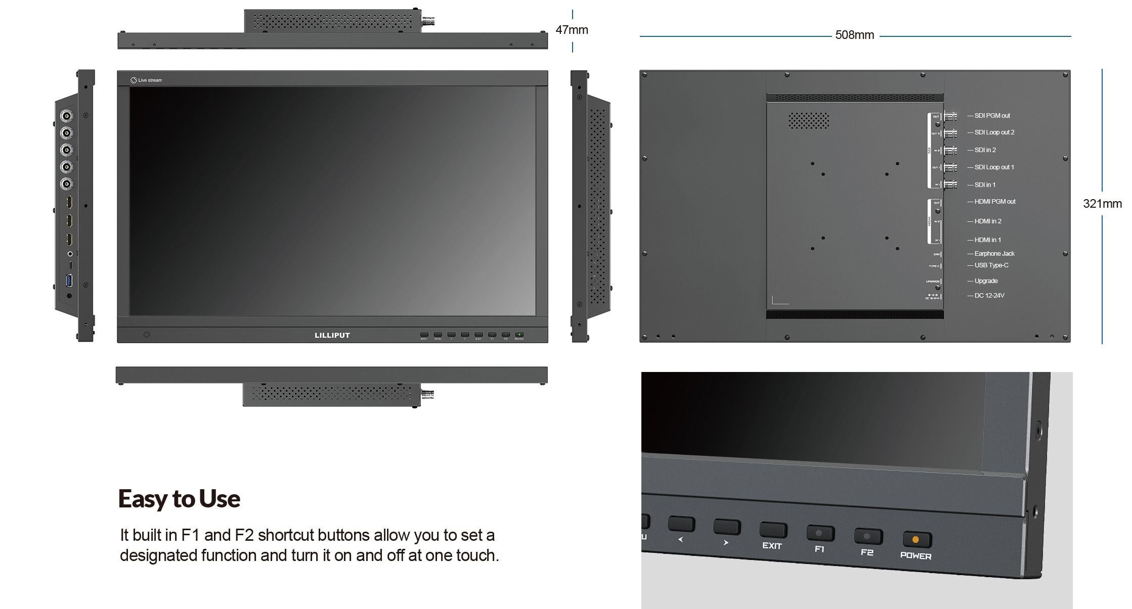 PVM220S Live Stream Quad Split Multiview Monitor