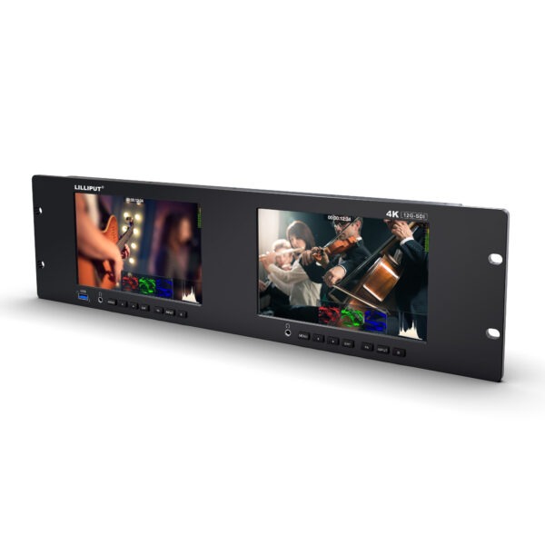 RM7026-12G Dual 7 inch 3RU rackmount monitor with 12G-SDI /HDMI 2.0