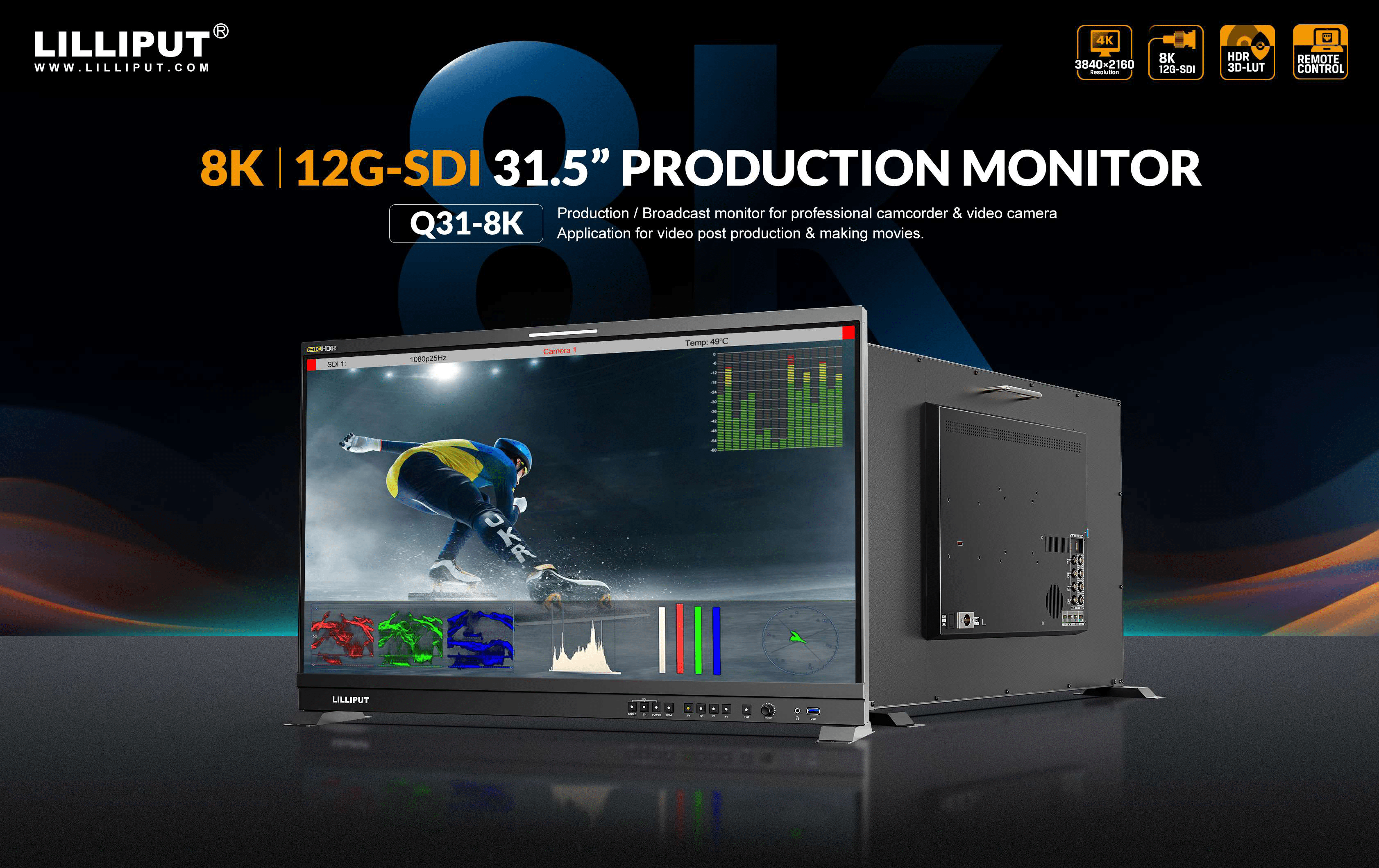 Q31-8K 31.5 inch 8K 12G-SDI 3840×2160 studio production monitor