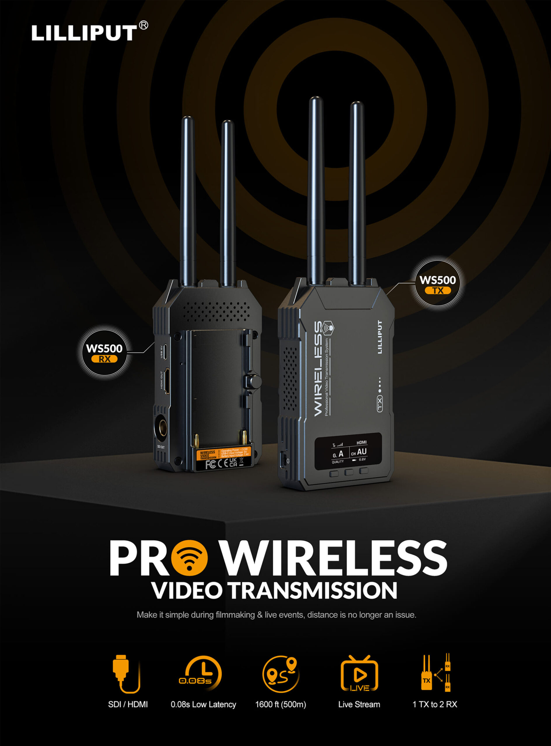 WS500 1600ft HDMI/SDI Wireless Video Transmission