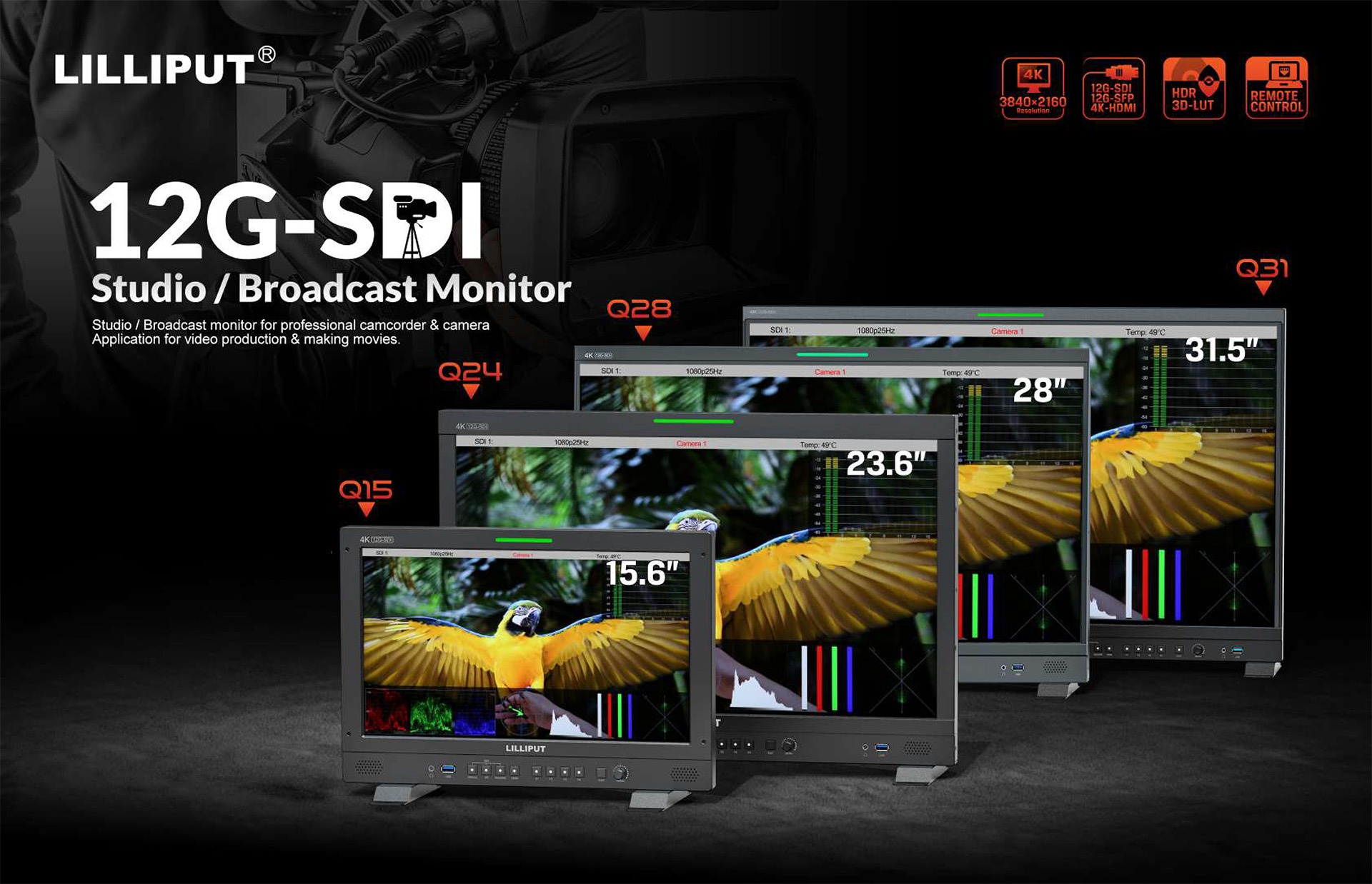 Q28 28 inch 12G-SDI professional production studio monitor