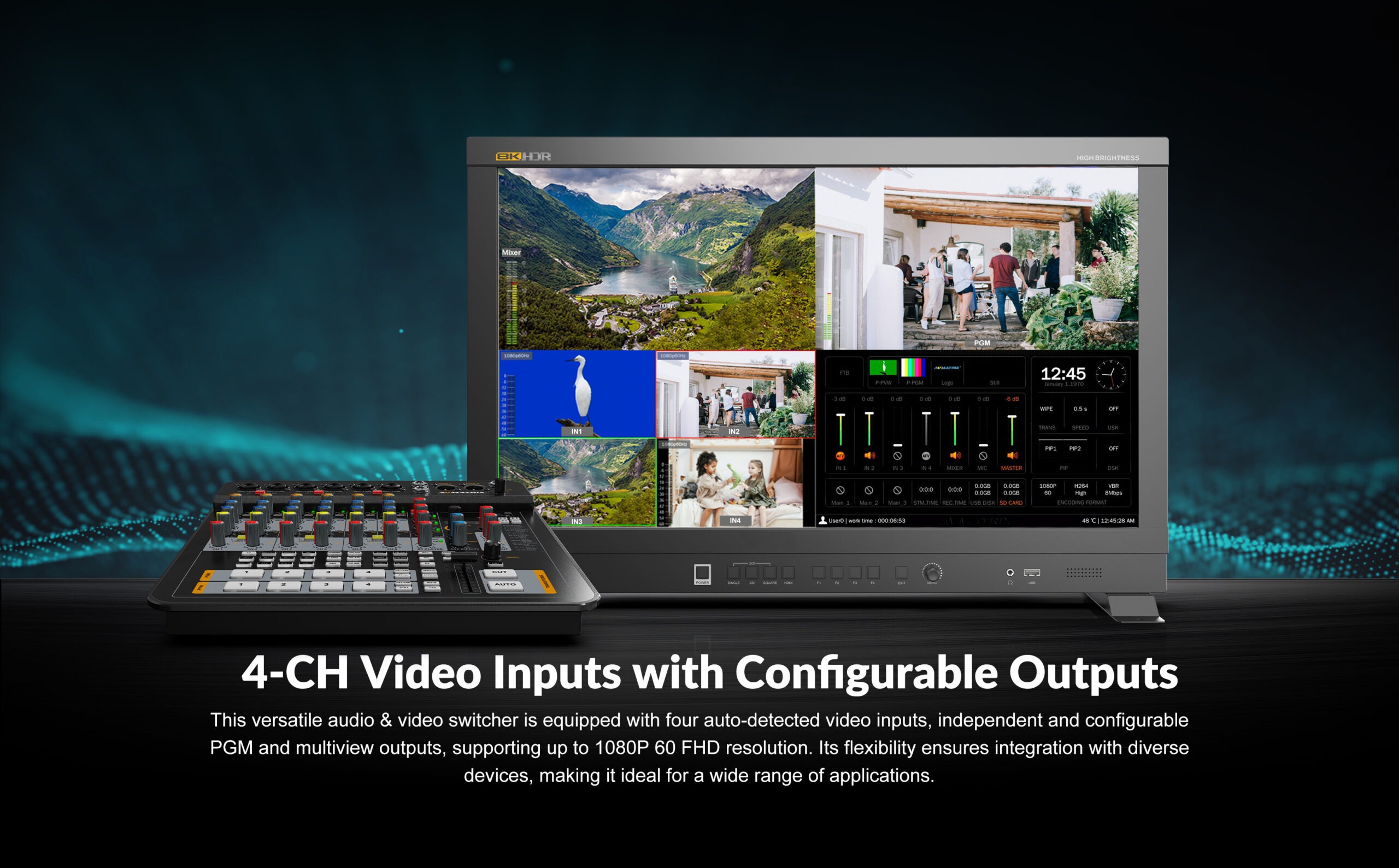 SHARK H4M/S4M ALL-IN-ONE 4-CH SDI/HDMI AUDIO & VIDEO SWITCHER