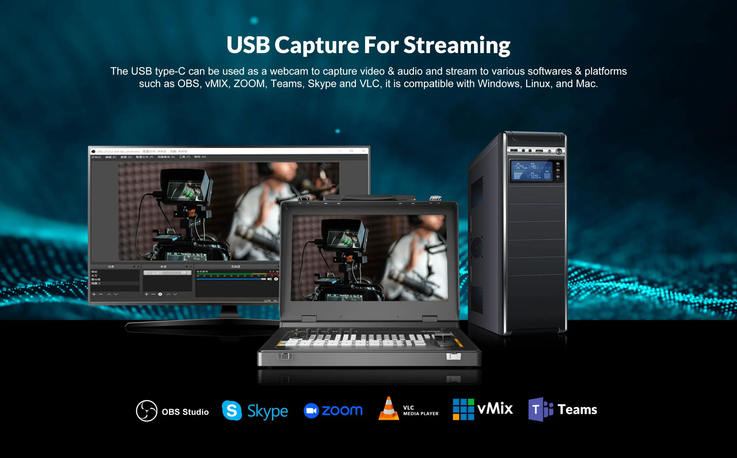 SHARK S8X PLUS 17.3” 8CH SDI/ HDMI PORTABLE VIDEO SWITCHER