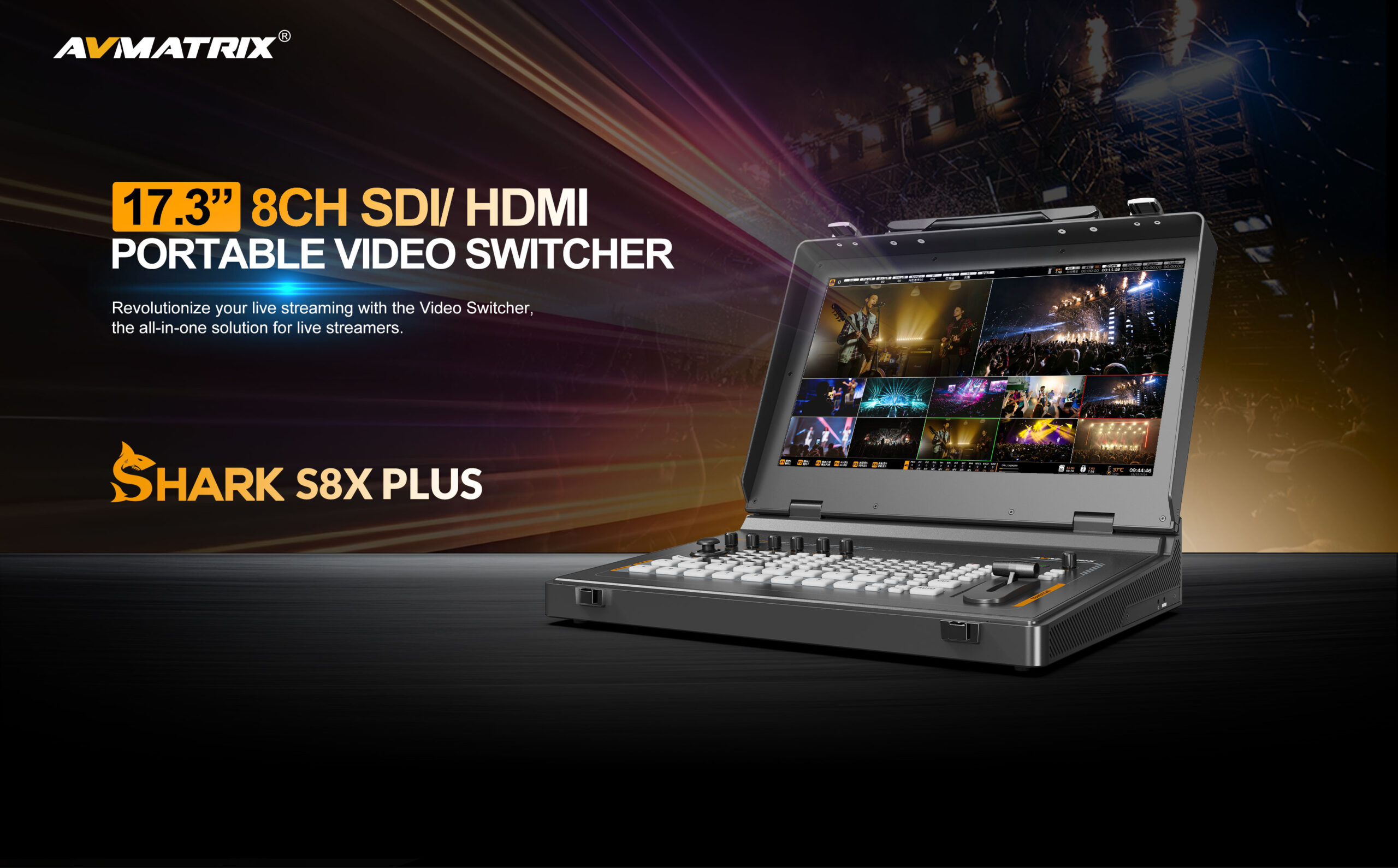 SHARK S8X PLUS 17.3” 8CH SDI/ HDMI PORTABLE VIDEO SWITCHER