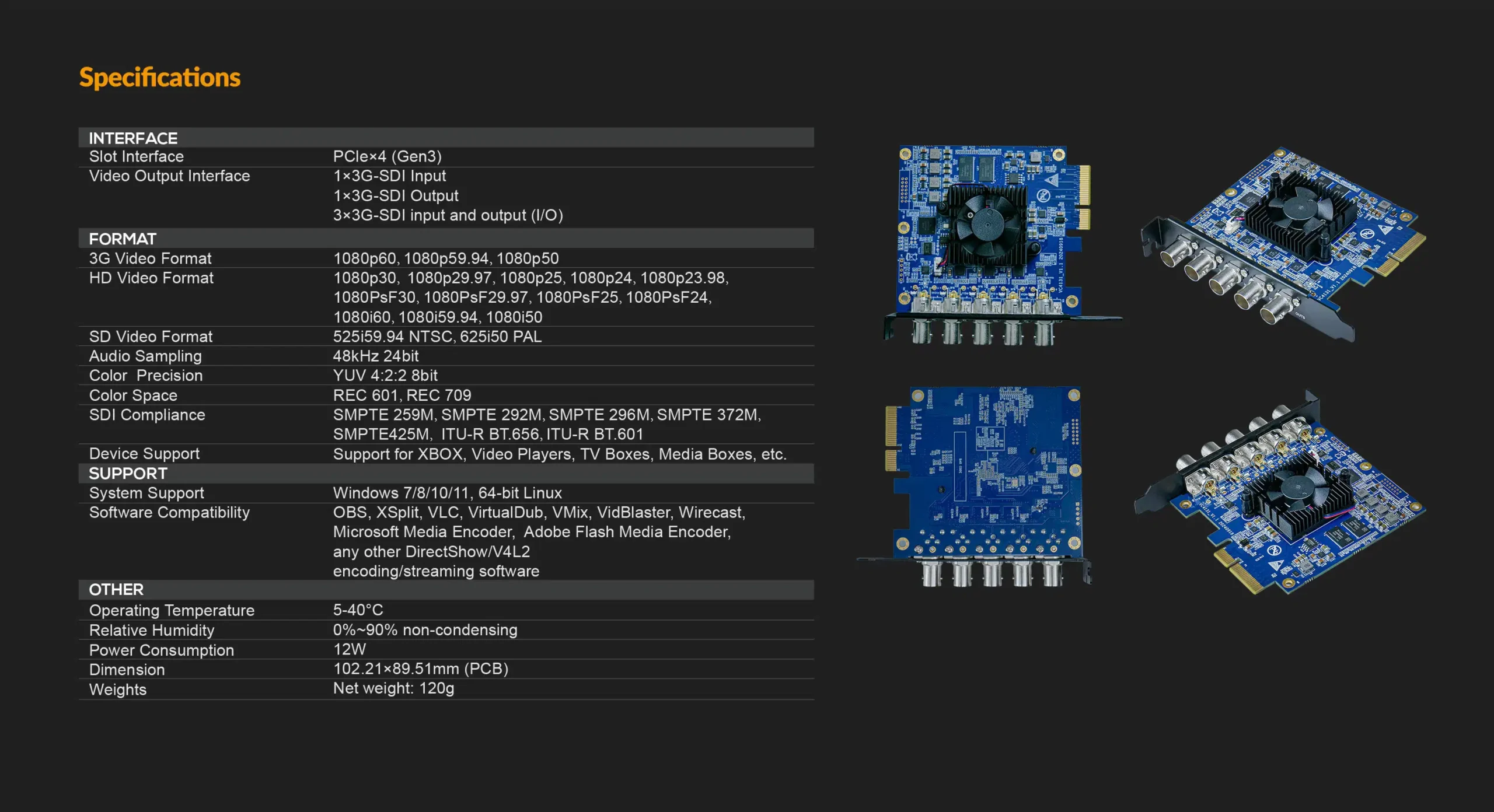 VP51 5-CH SDI PCIE CAPTURE&PLAYBACK CARD