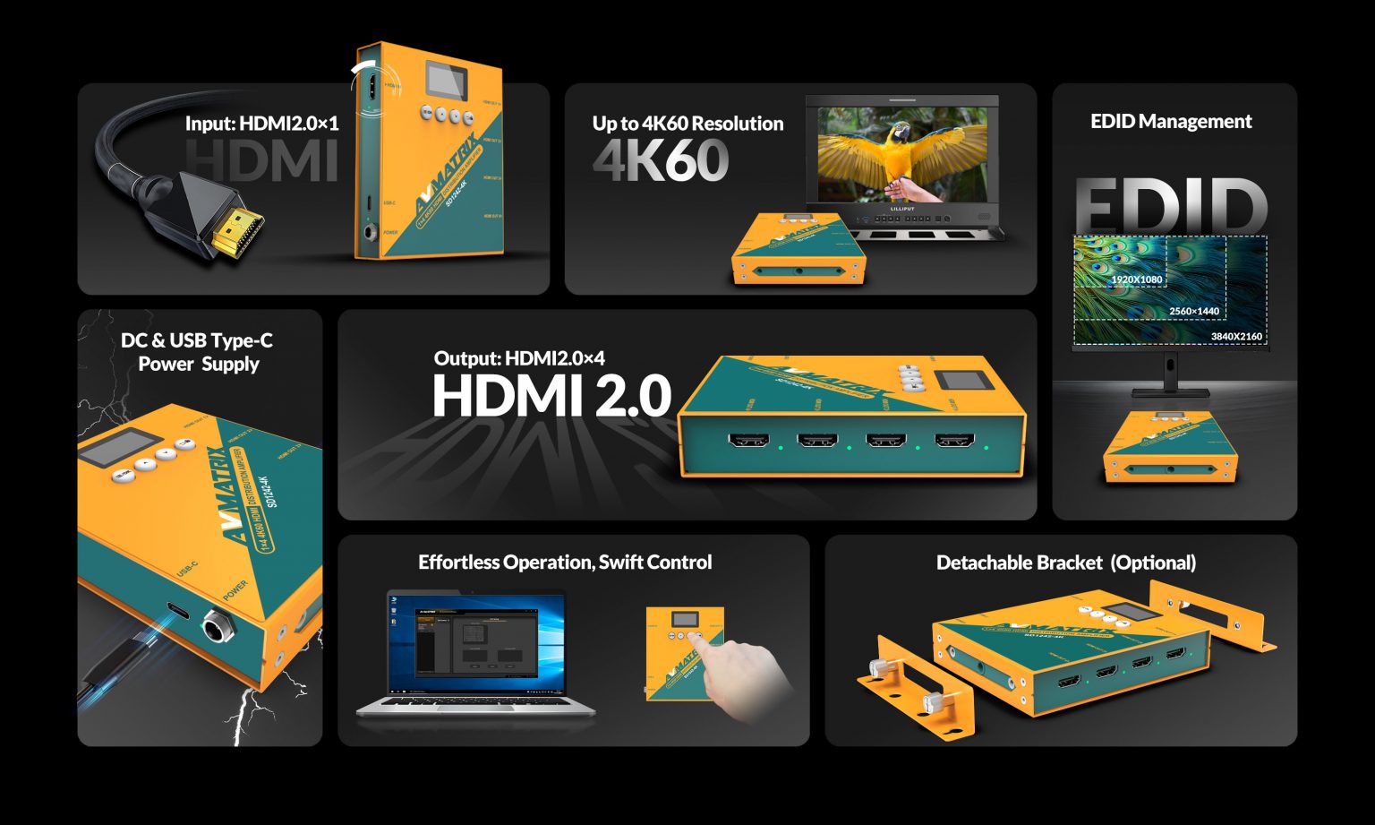 SD1242-4K 1×4 HDMI Distribution Amplifier 5 null