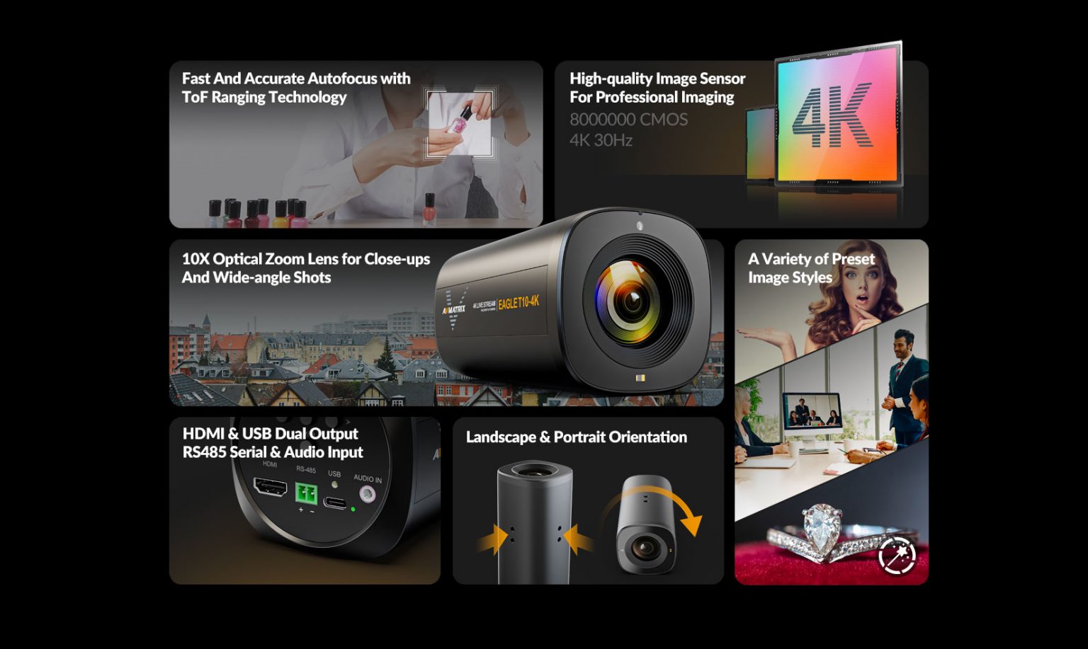 EAGLE T10-4K 10X Zoom TOF Autofocus Live Stream Camera 6 null