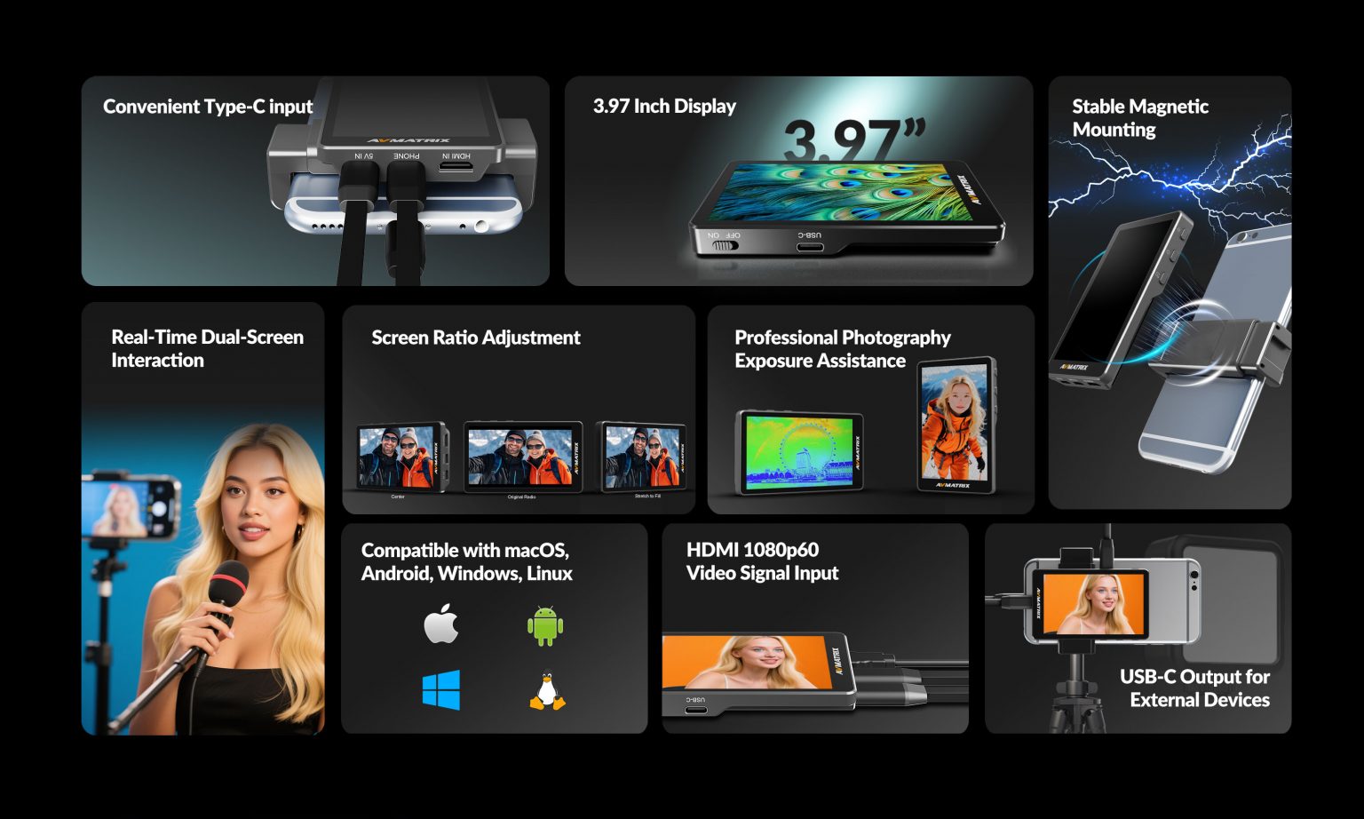 AVMATRIX VM40 Vlog Selfie Monitor 8 null