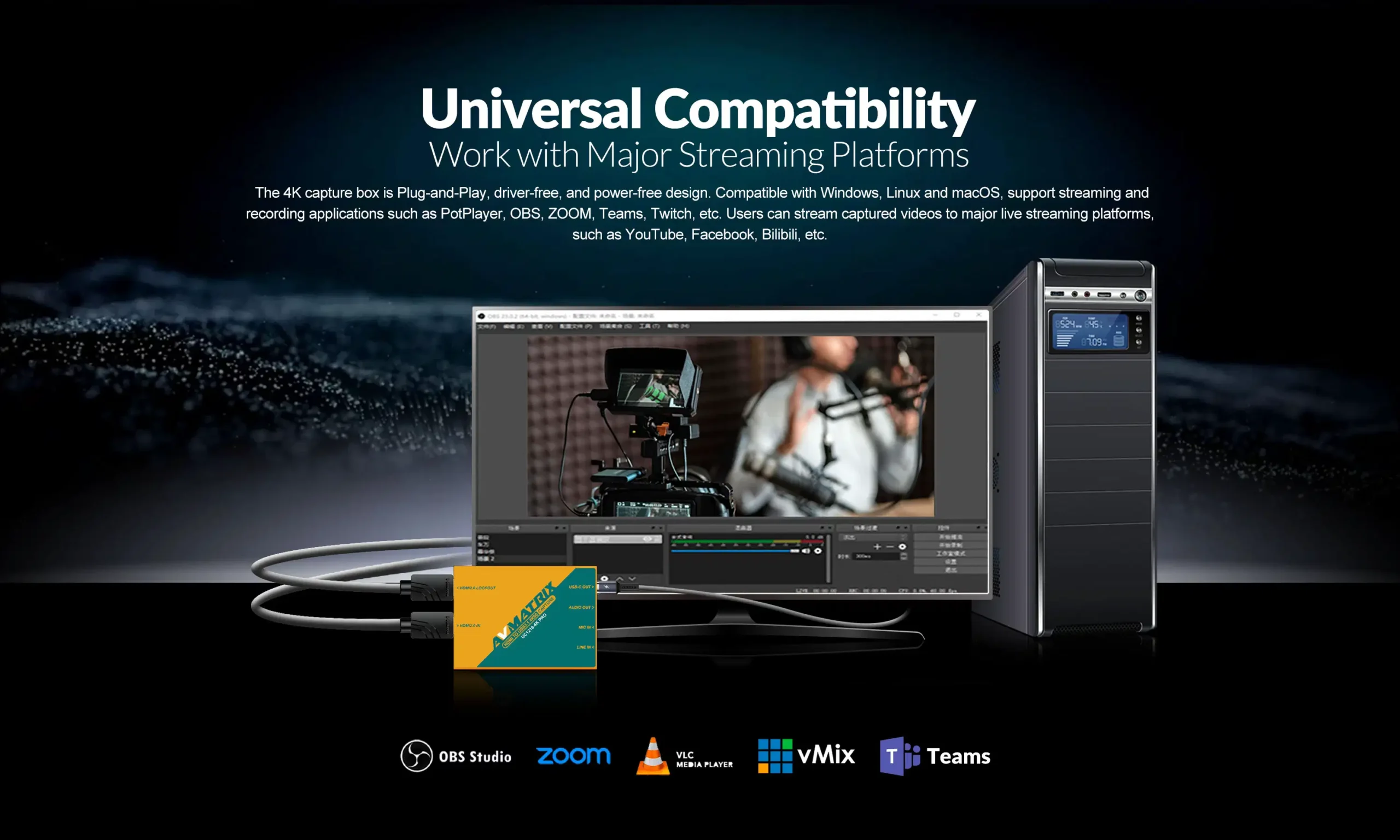 UC1218-4KS/PRO-HDMI2.0 TO USB 4K Capture Box Series 12 null