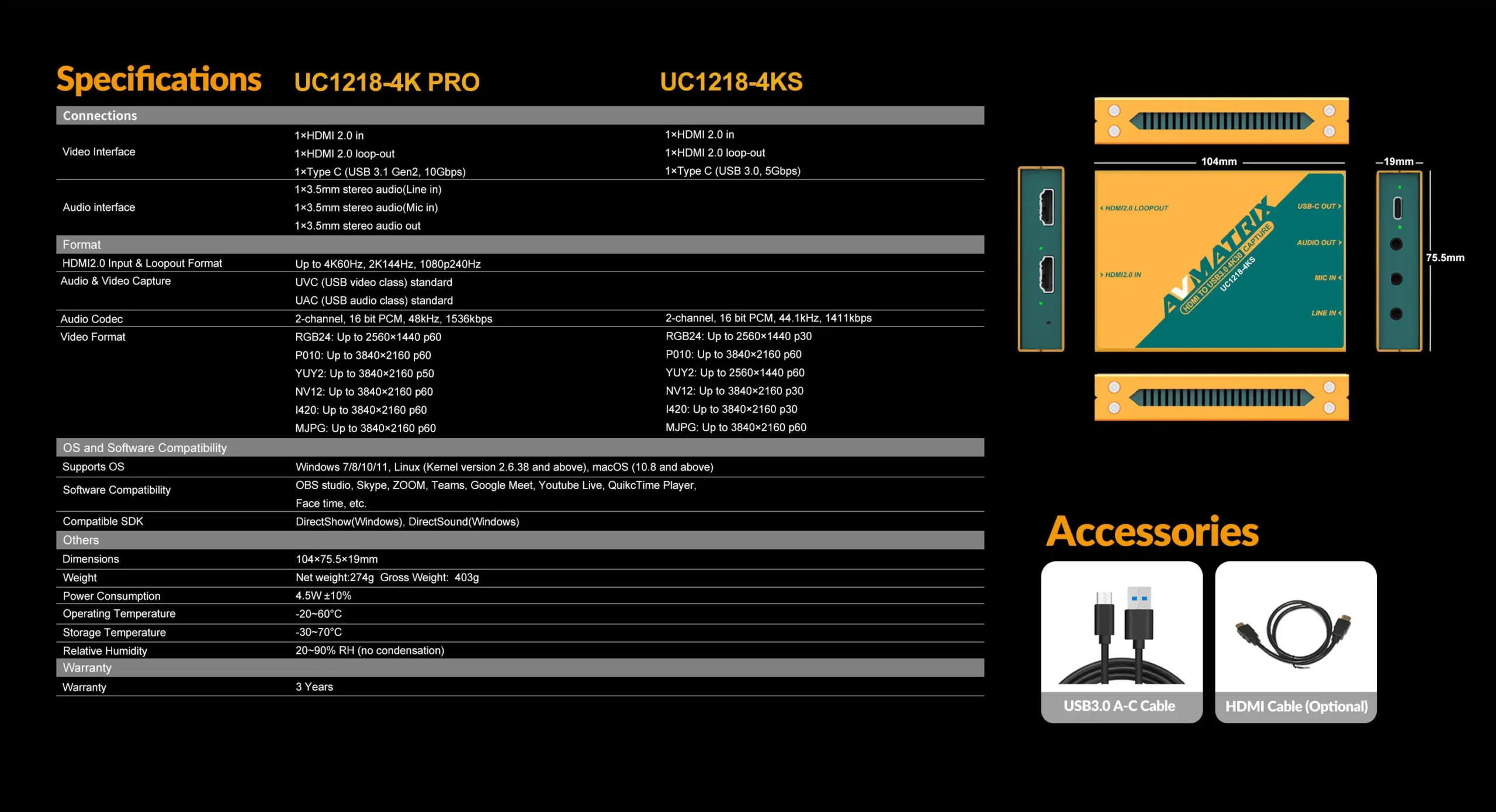 UC1218-4KS/PRO-HDMI2.0 TO USB 4K Capture Box Series 15 null