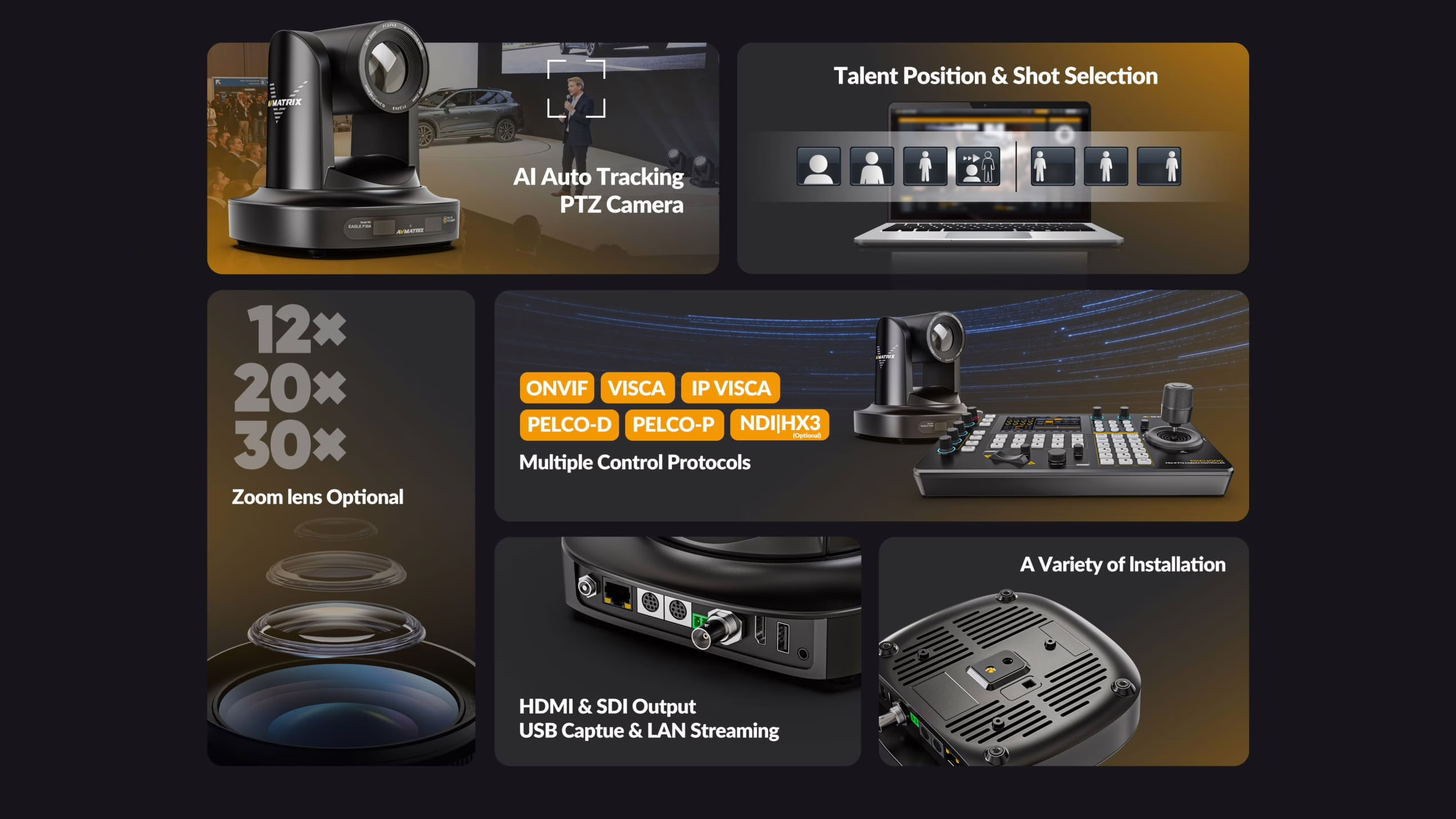 EAGLE P12A/20A/30A-AI Tracking FHD PTZ Camera