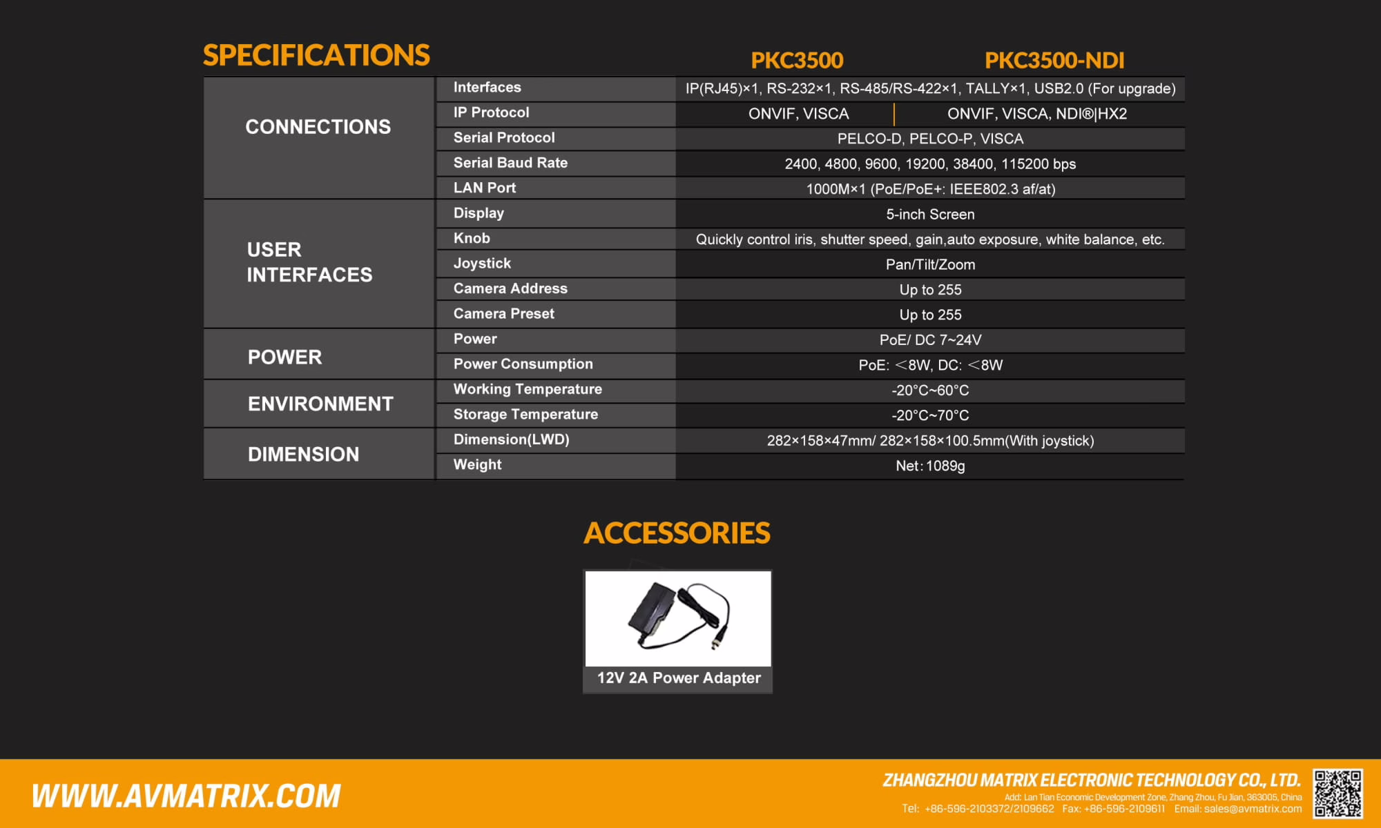 PKC3500-IP & Serial PTZ Camera Controller 19 PKC3500-IP & Serial PTZ Camera Controller