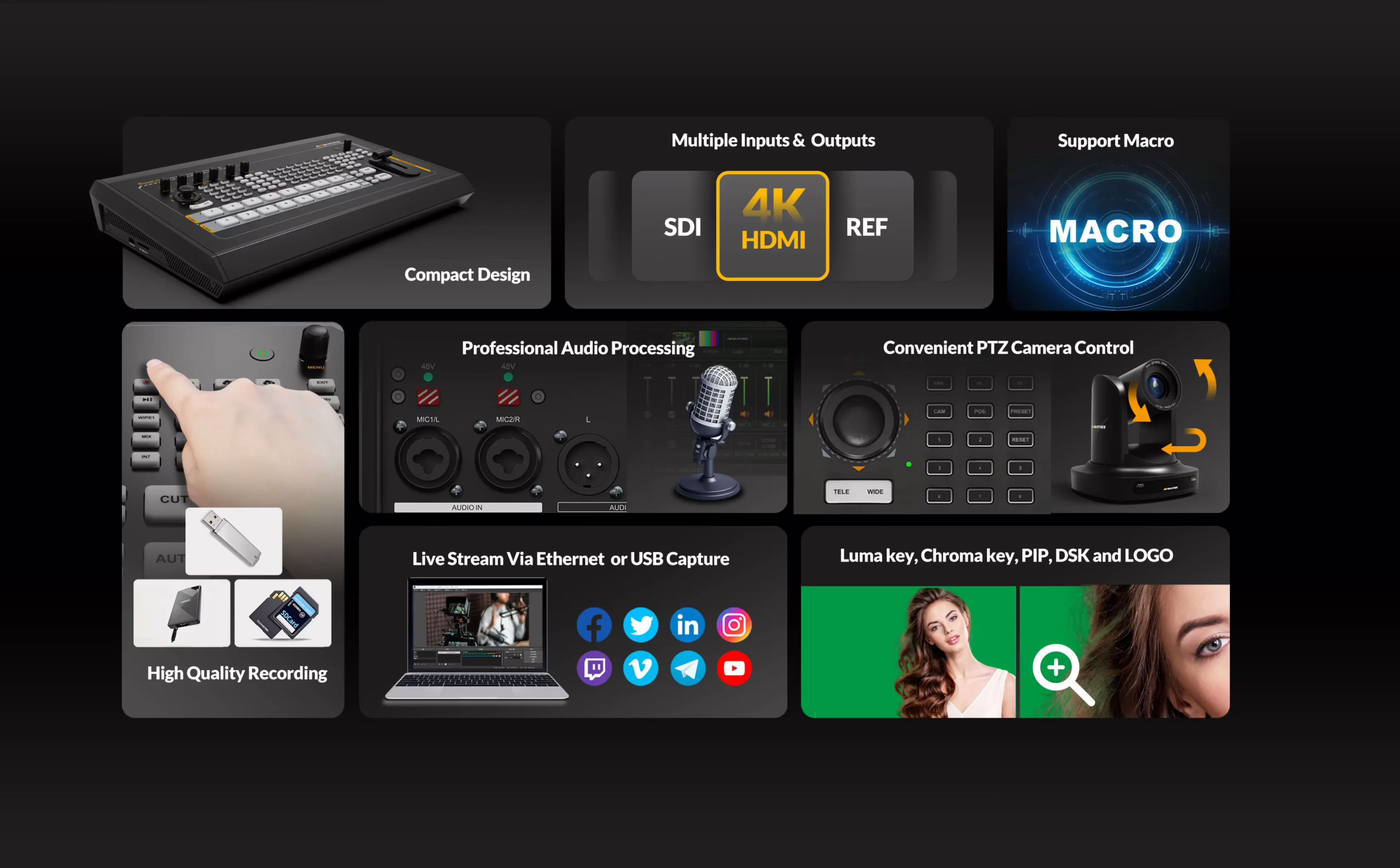 SHARK S8X - 8CH SDI/ HDMI Video Switcher